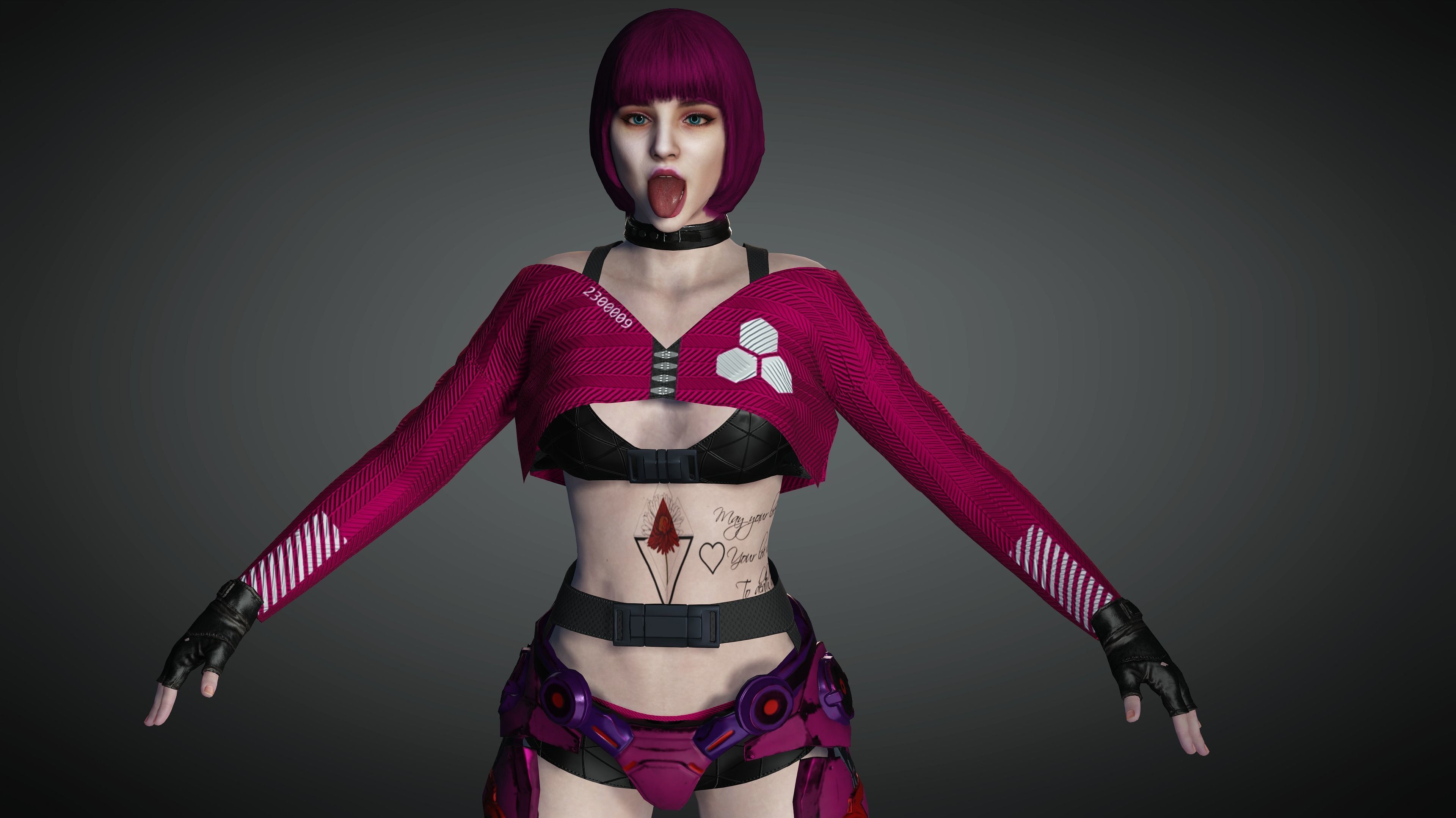 AAA Cyber Punk Female Character 02 Low-poly 3D model_21