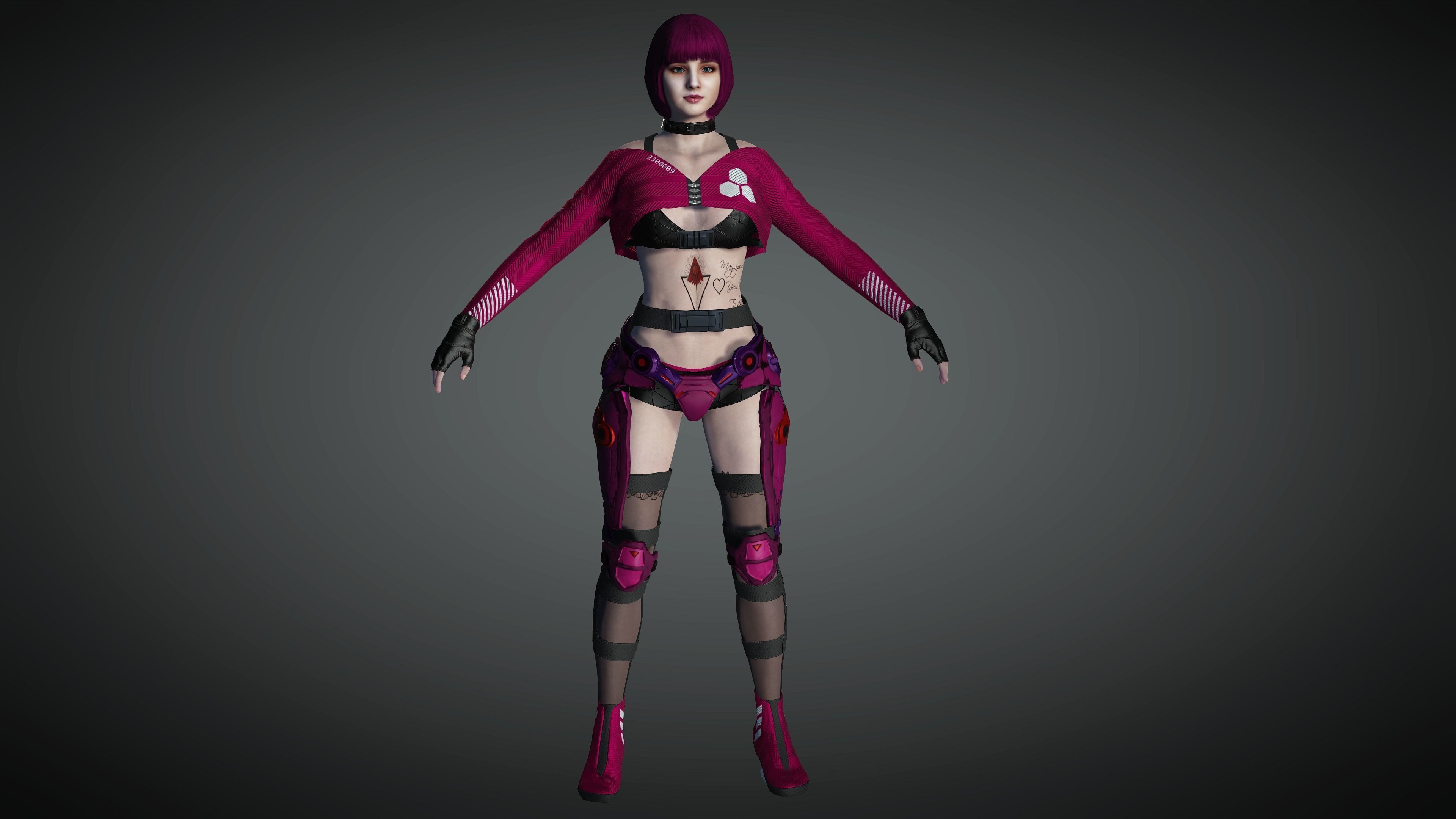 AAA Cyber Punk Female Character 02 Low-poly 3D model_3
