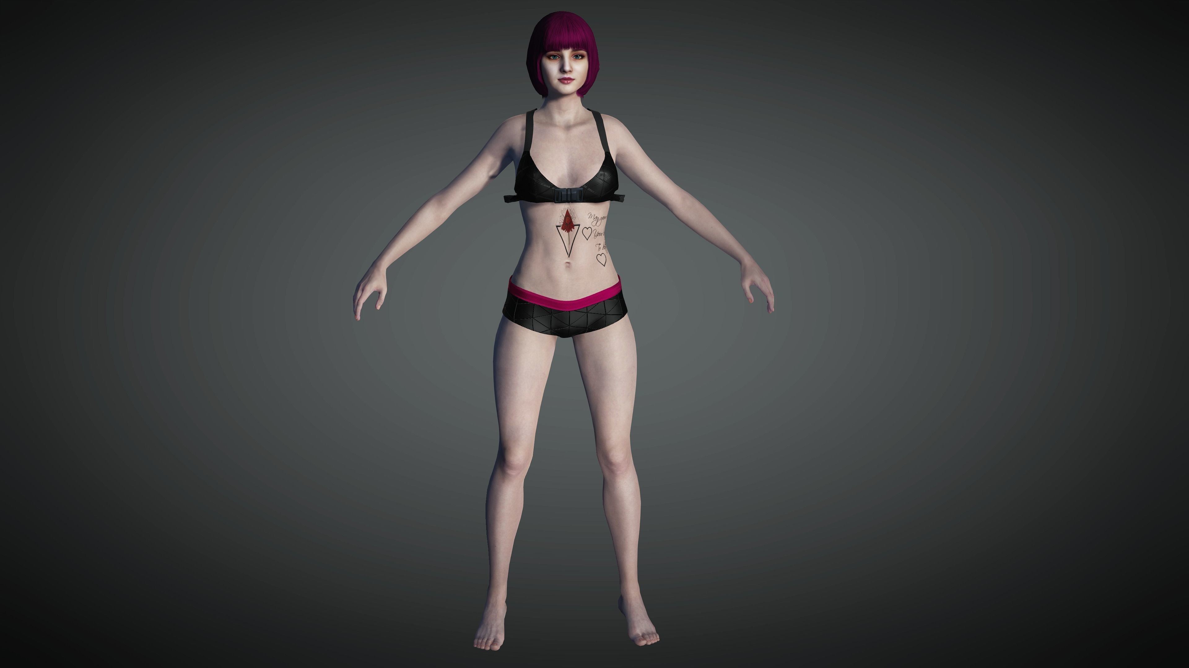 AAA Cyber Punk Female Character 02 Low-poly 3D model_10