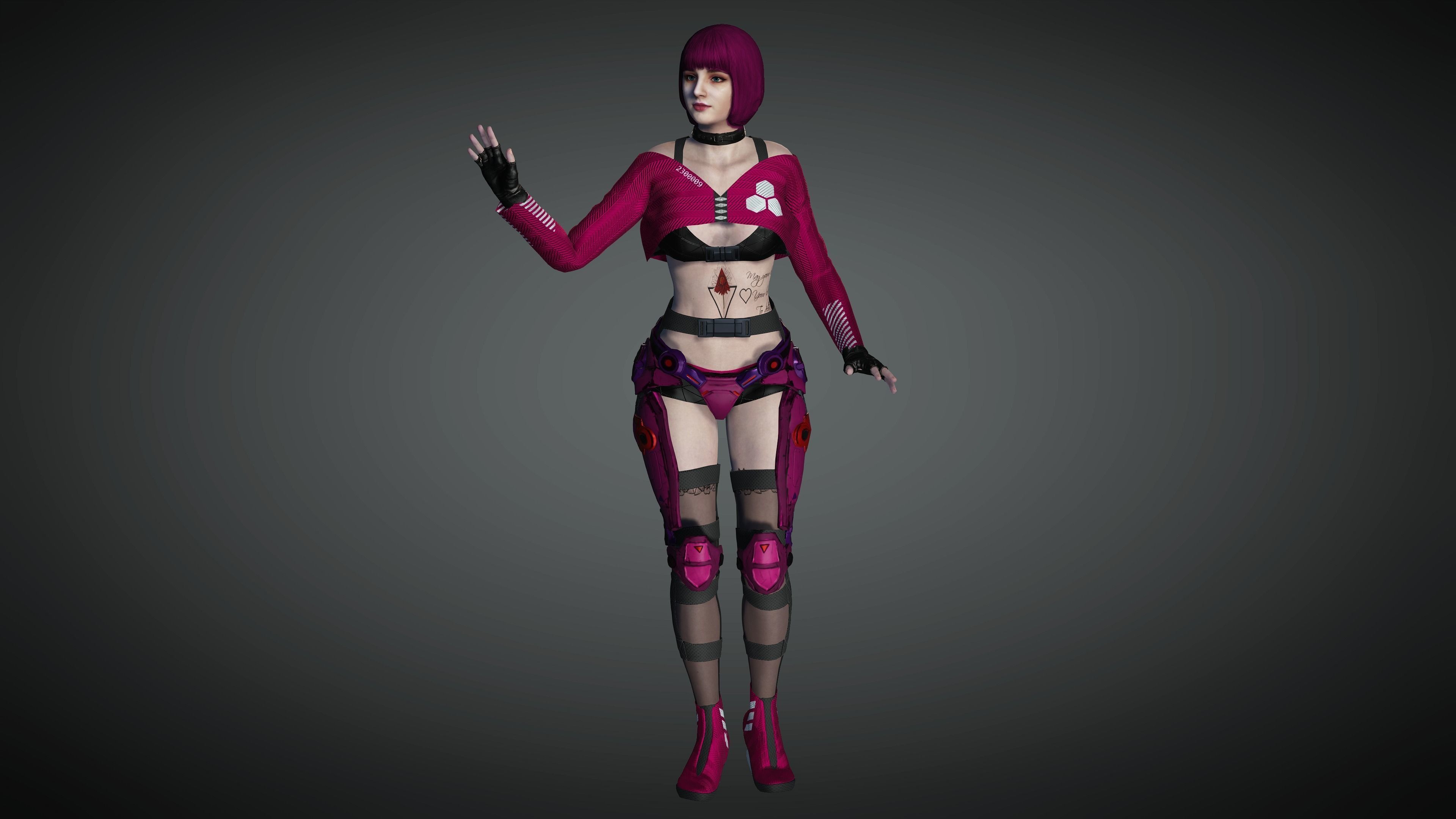 AAA Cyber Punk Female Character 02 Low-poly 3D model_17