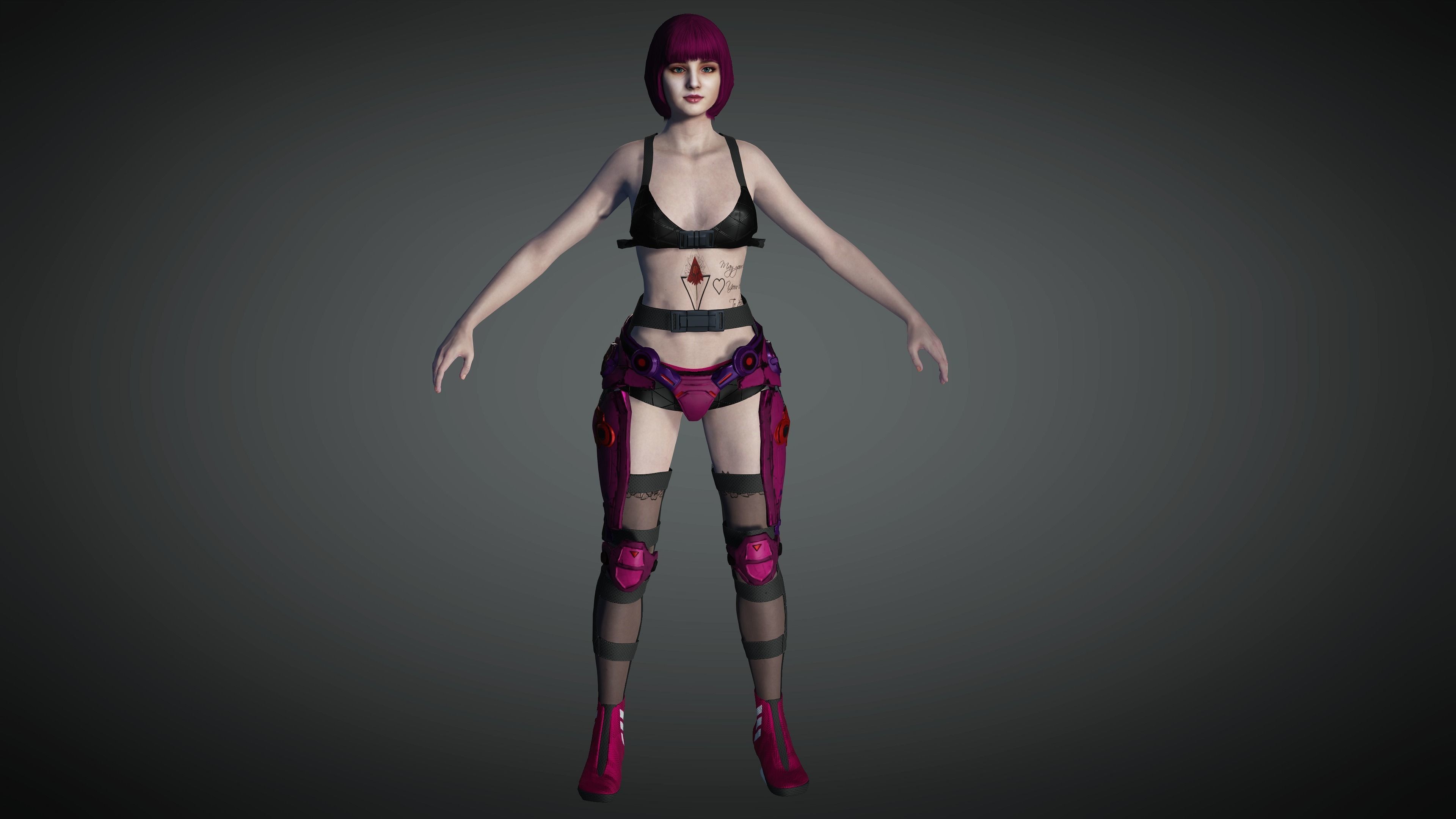AAA Cyber Punk Female Character 02 Low-poly 3D model_6