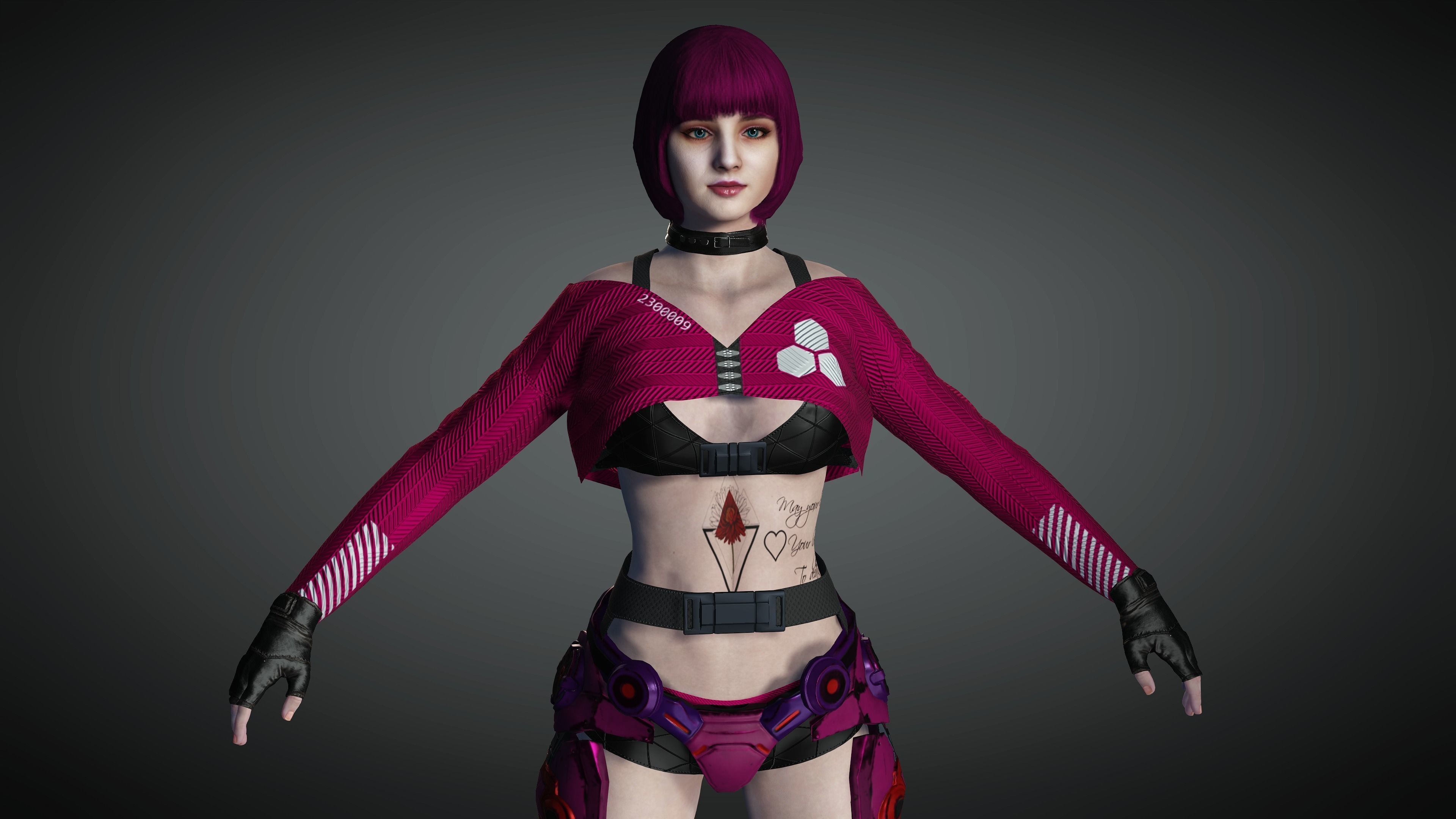 AAA Cyber Punk Female Character 02 Low-poly 3D model_2