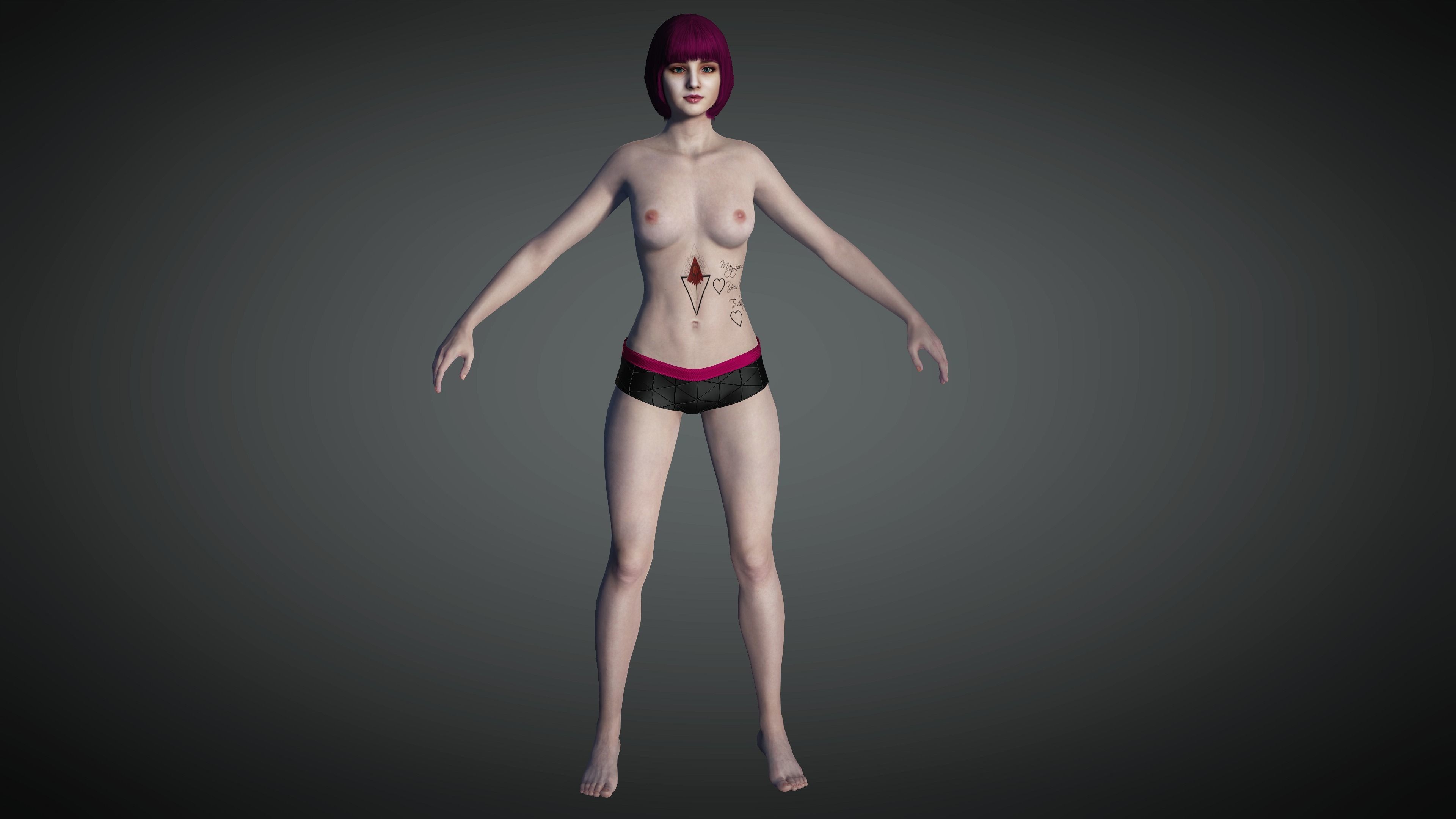AAA Cyber Punk Female Character 02 Low-poly 3D model_11