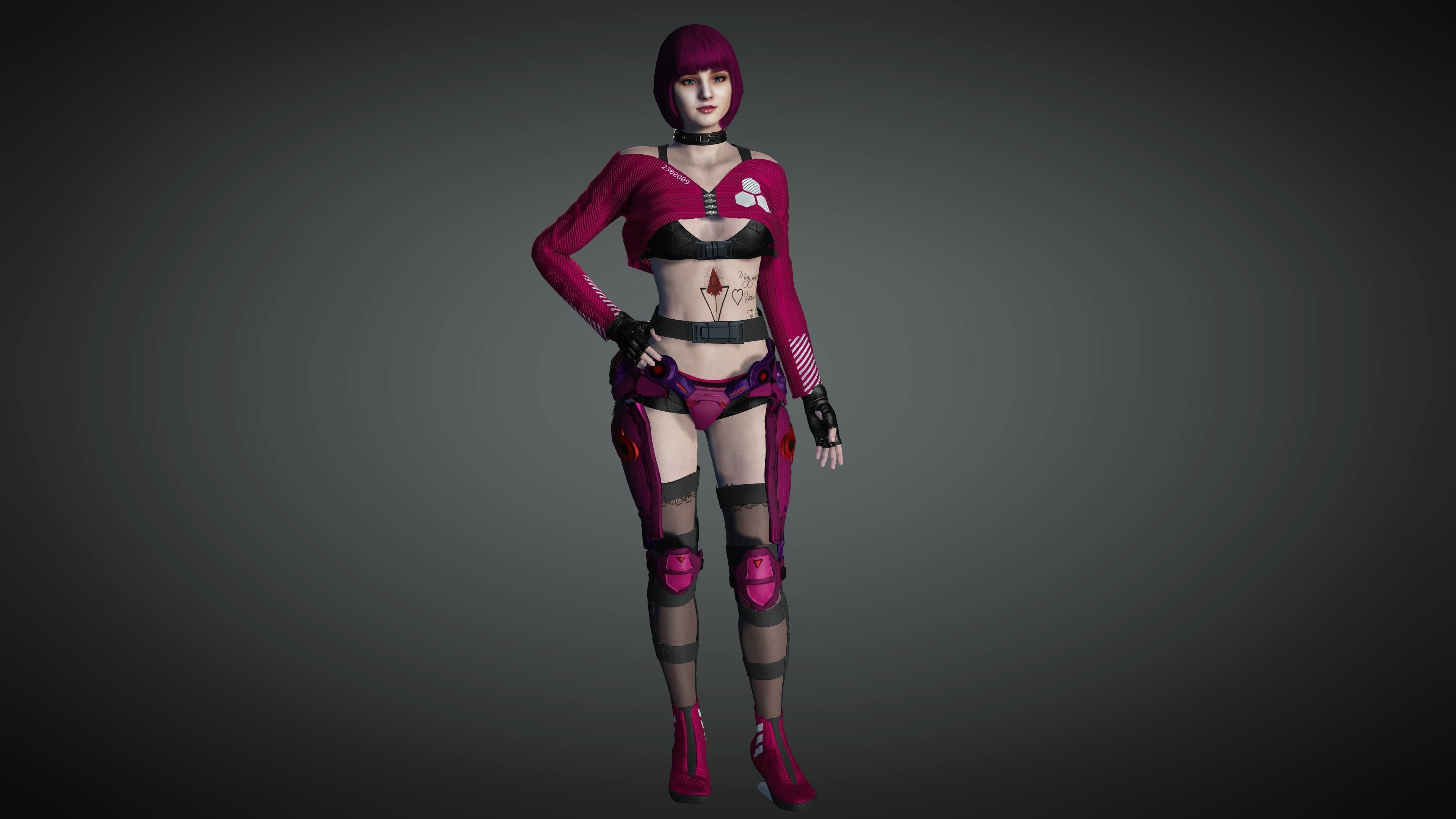 AAA Cyber Punk Female Character 02 Low-poly 3D model_15
