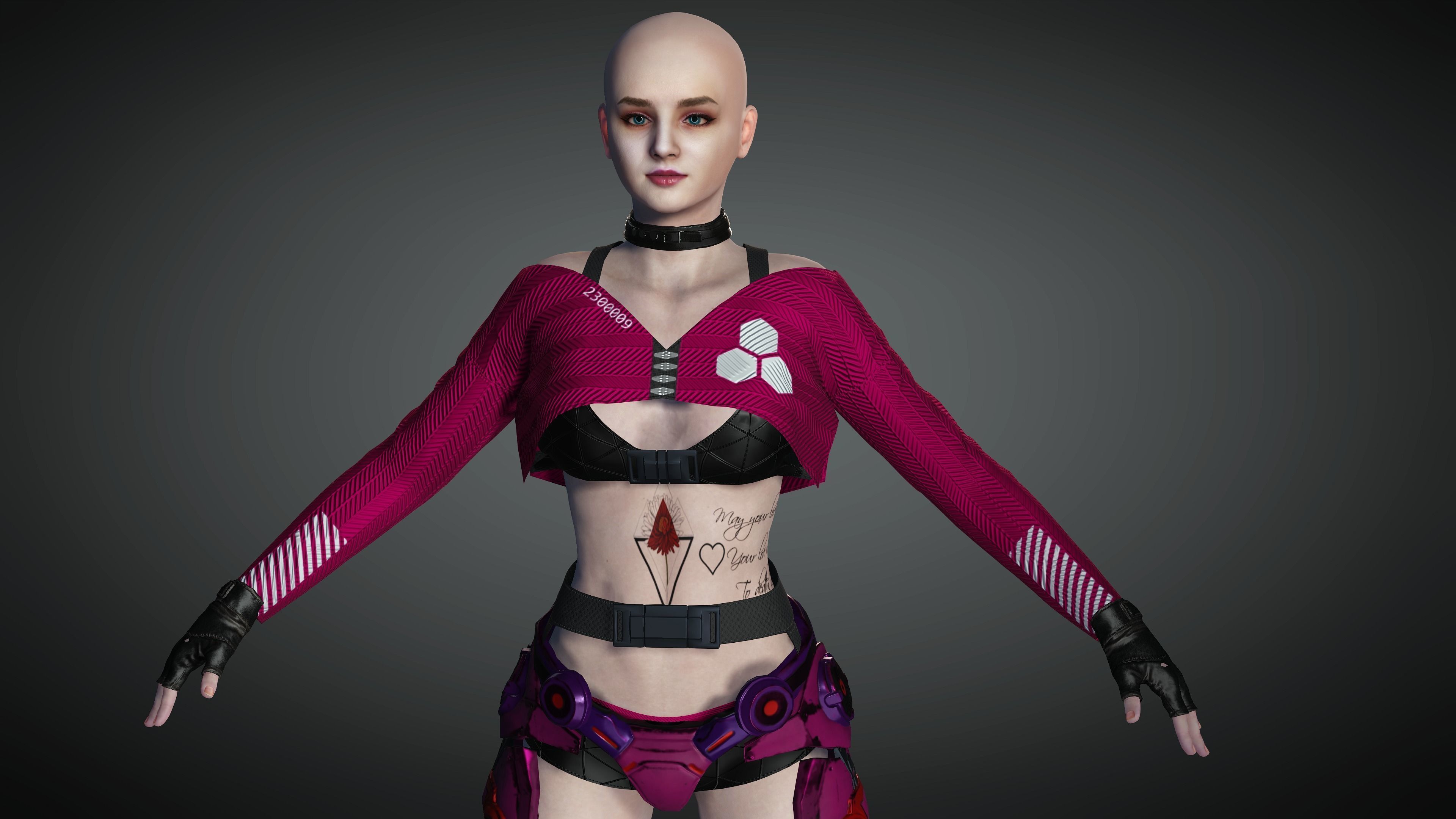 AAA Cyber Punk Female Character 02 Low-poly 3D model_23