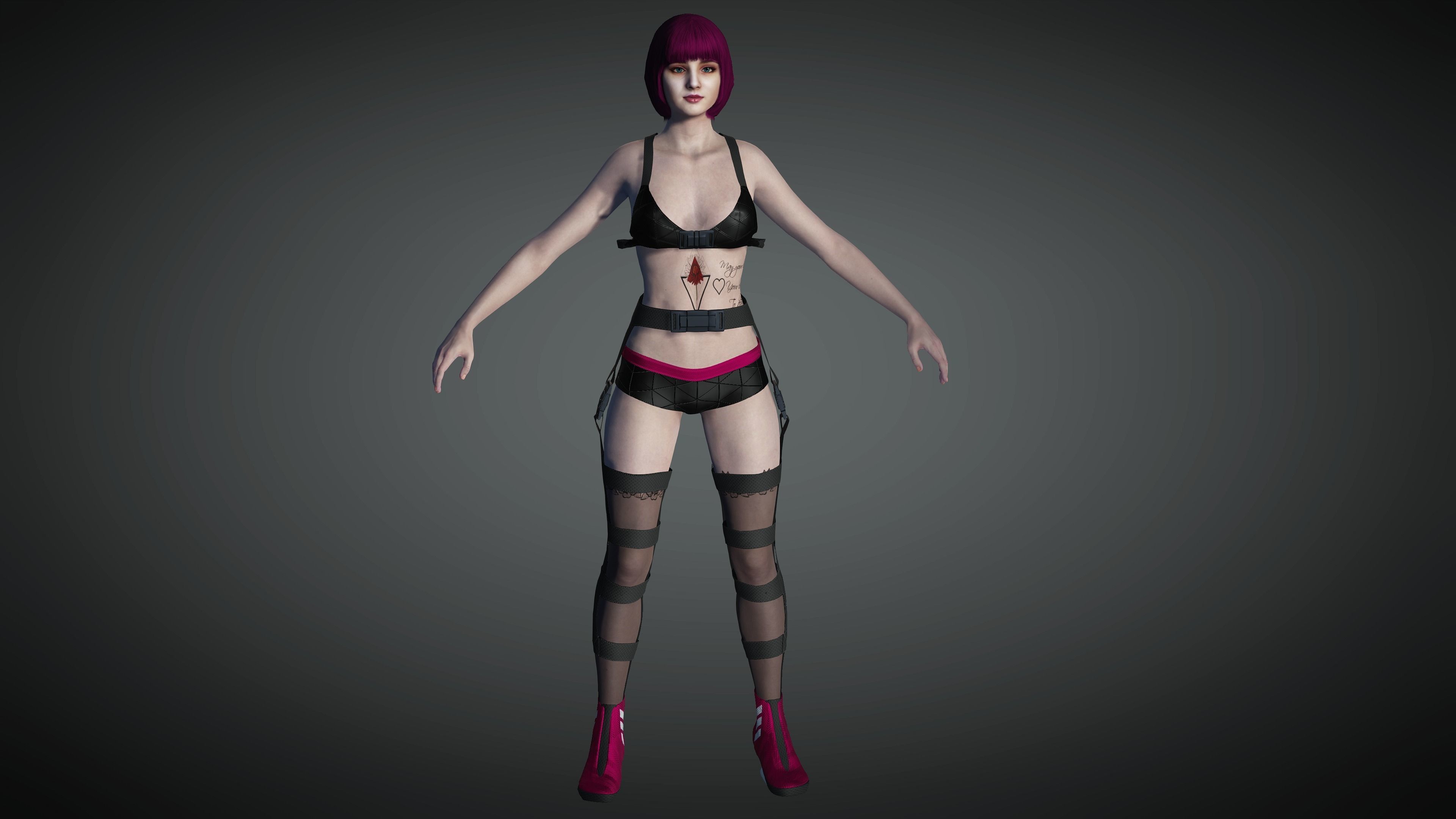 AAA Cyber Punk Female Character 02 Low-poly 3D model_7