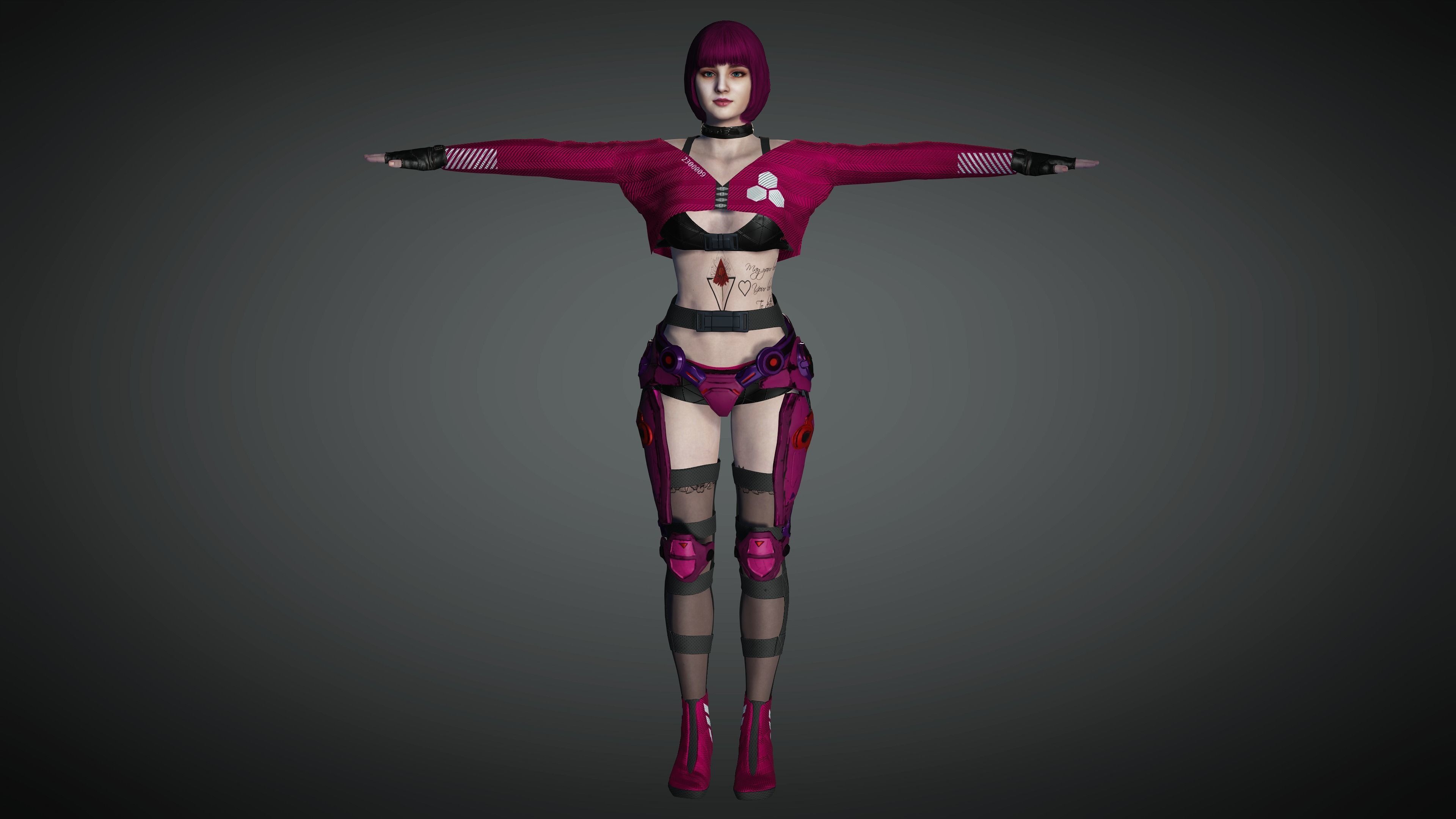 AAA Cyber Punk Female Character 02 Low-poly 3D model_24