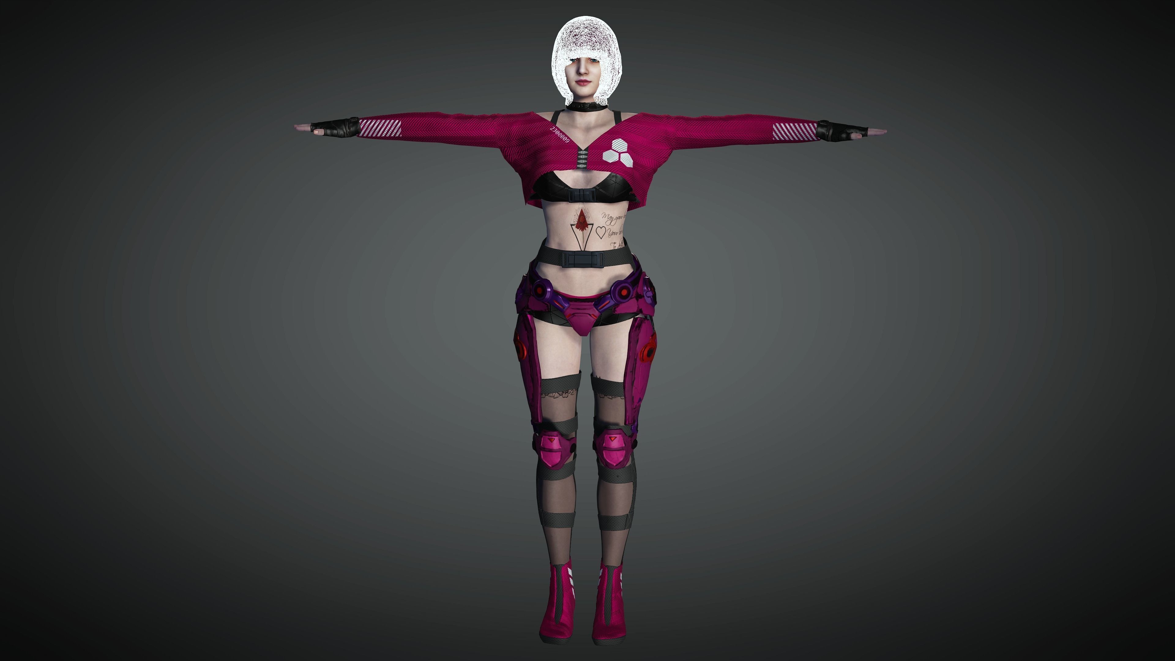 AAA Cyber Punk Female Character 02 Low-poly 3D model_27