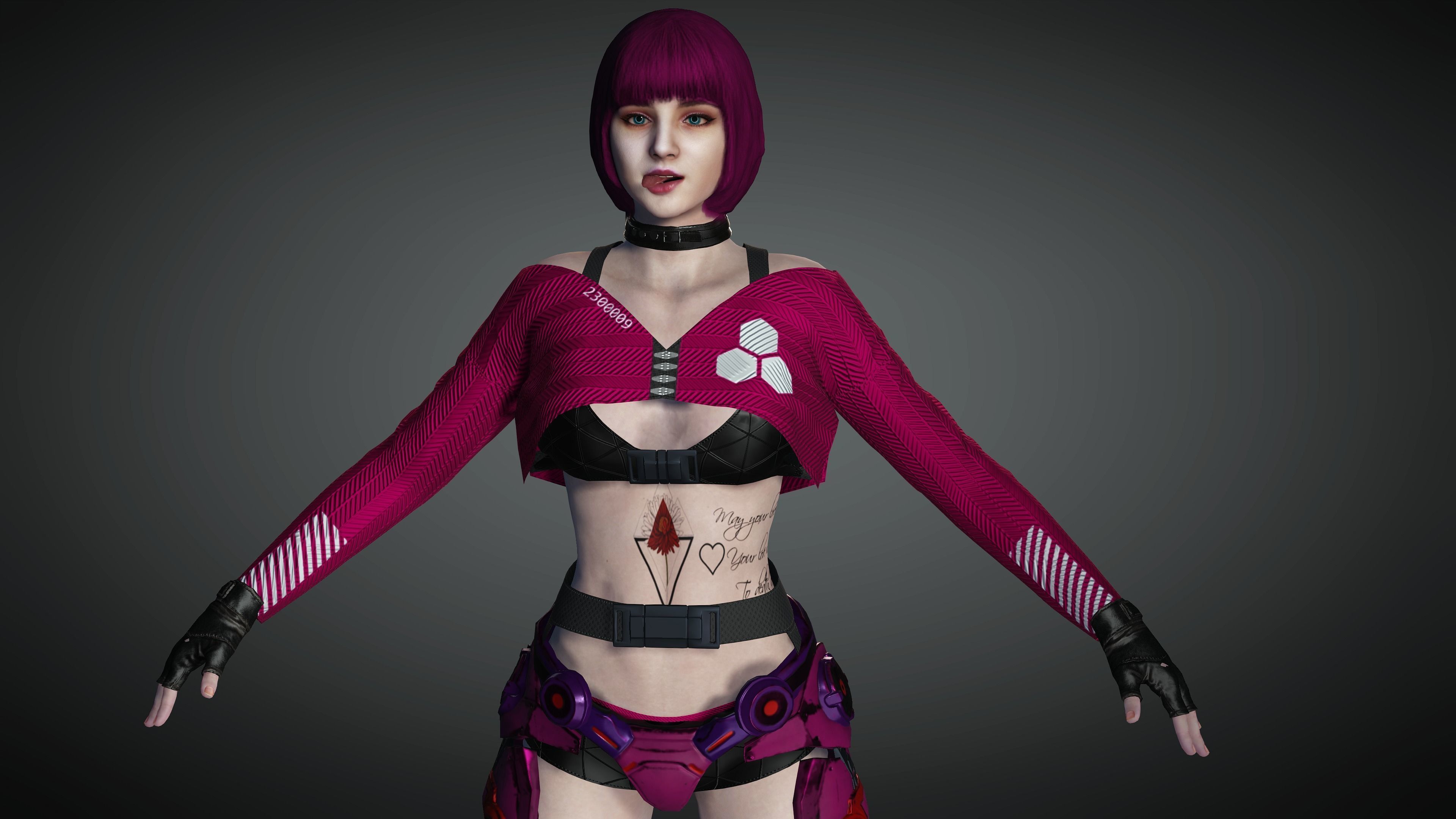 AAA Cyber Punk Female Character 02 Low-poly 3D model_22