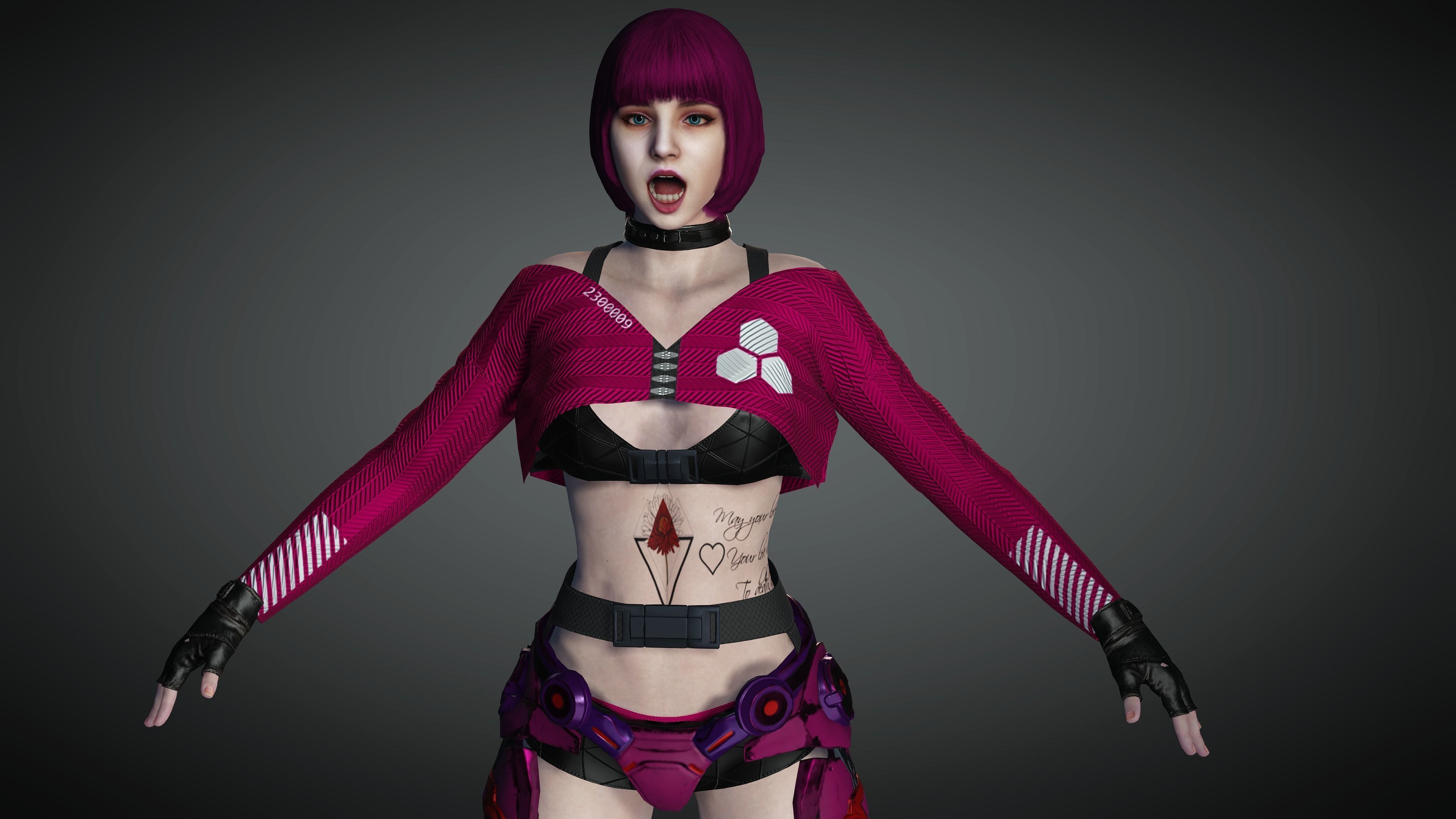 AAA Cyber Punk Female Character 02 Low-poly 3D model_20