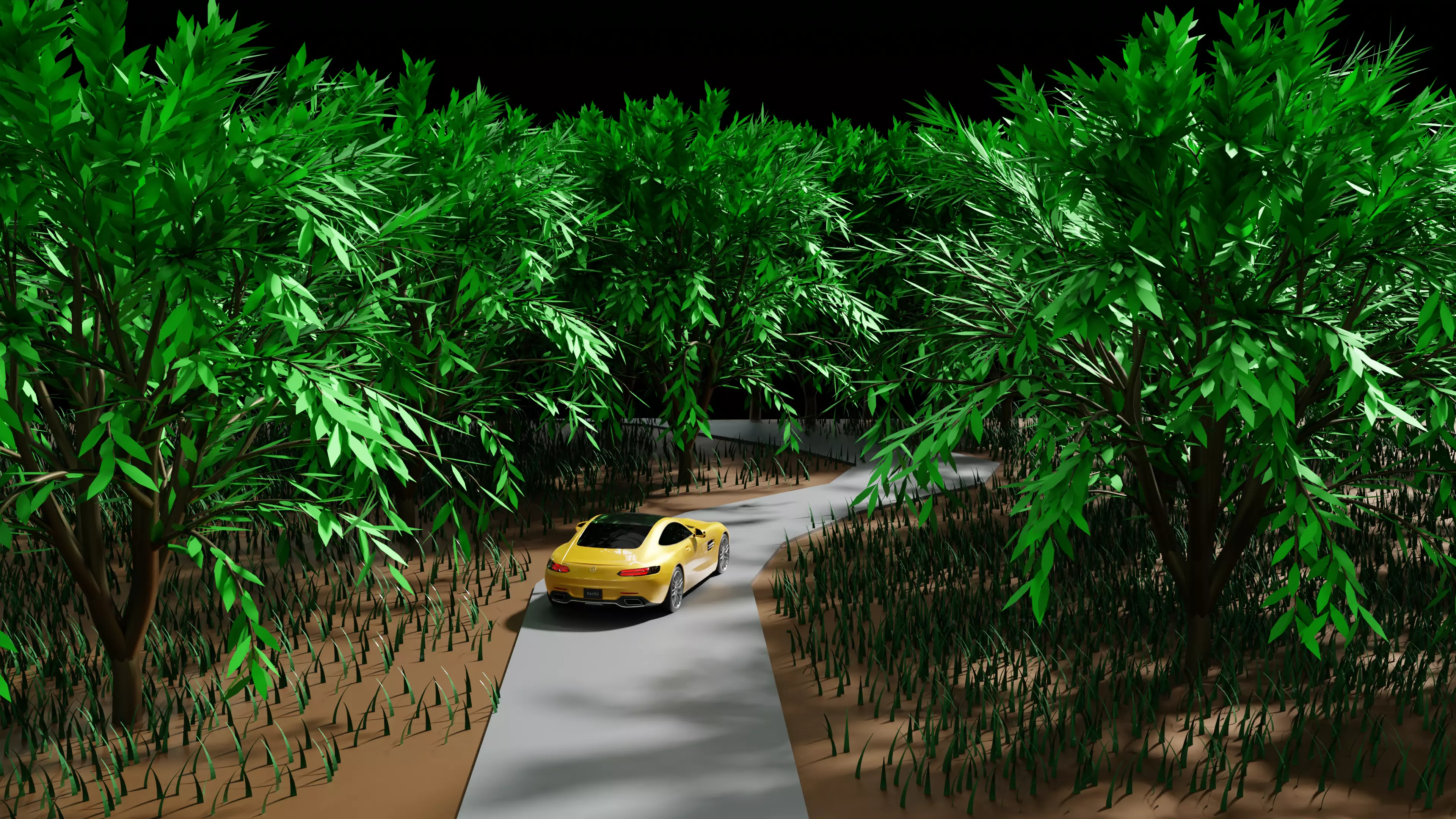 Car in forest Free 3D model