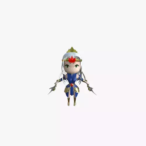 Chibi Character - Ella Girl Lance Low-poly 3D model