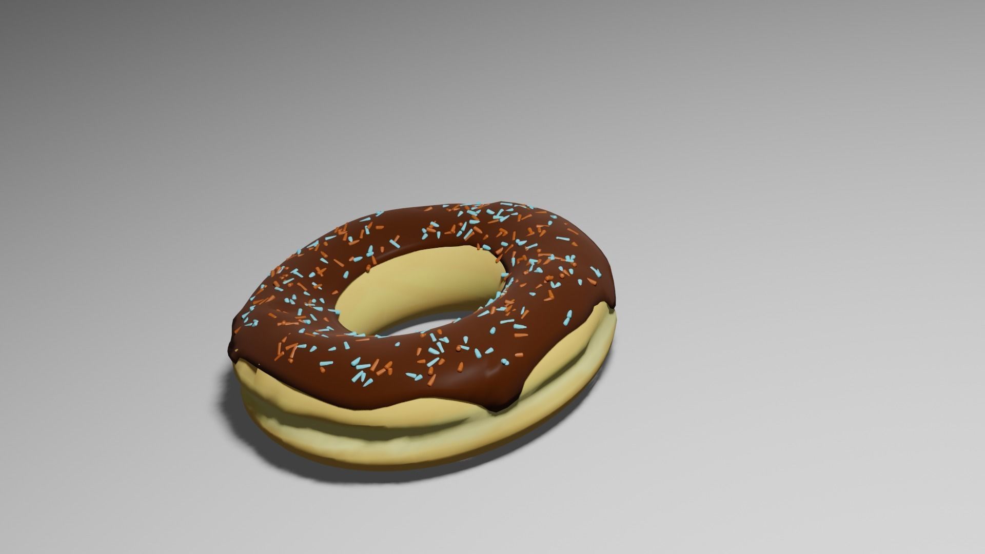 Donut PBR low-poly game ready with chocolate and sprinkles Low-poly 3D model_1