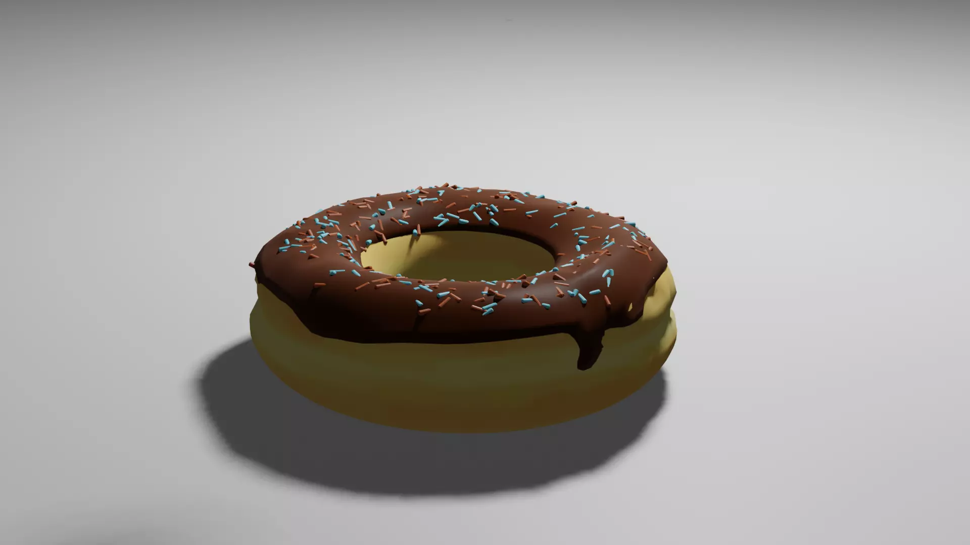 Donut PBR low-poly game ready with chocolate and sprinkles Low-poly 3D model_0
