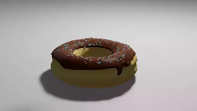 Donut PBR low-poly game ready with chocolate and sprinkles