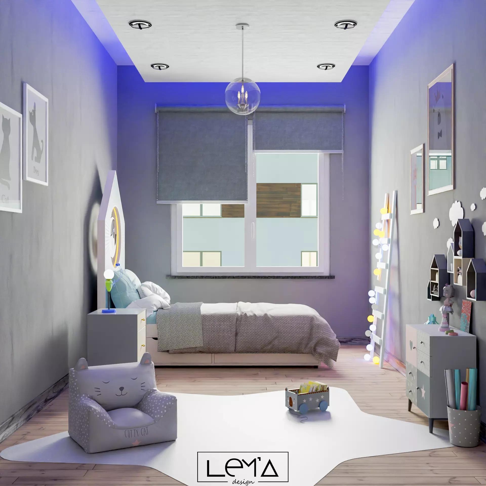 Blender Children Room Scene Low-poly 3D model_0