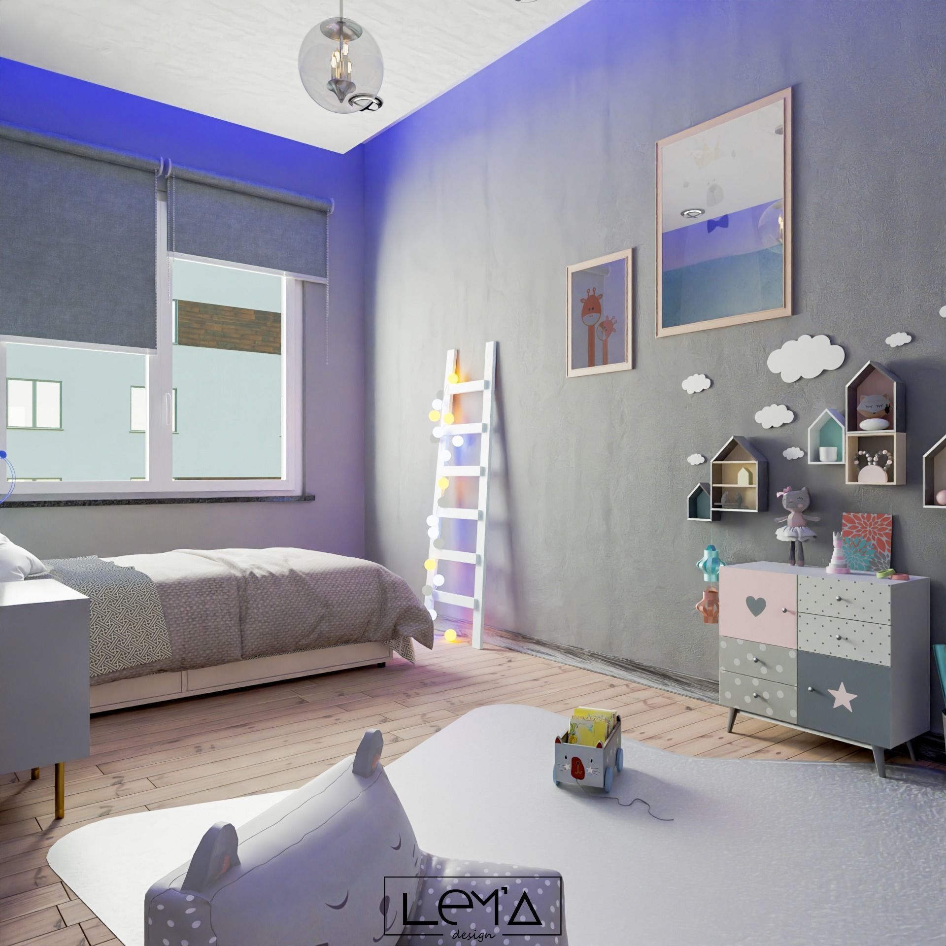 Blender Children Room Scene Low-poly 3D model_1