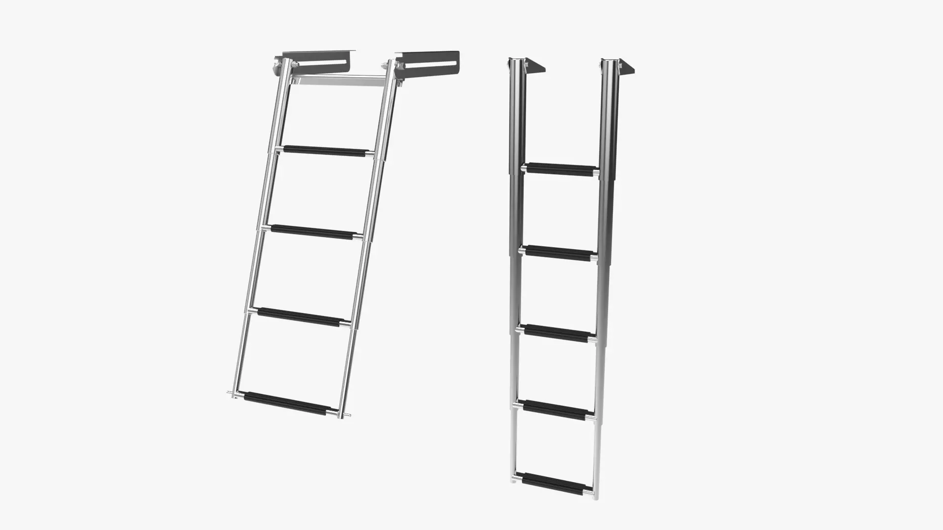 2 Boat Stainless Telescopic Folding Ladders 3D model_0