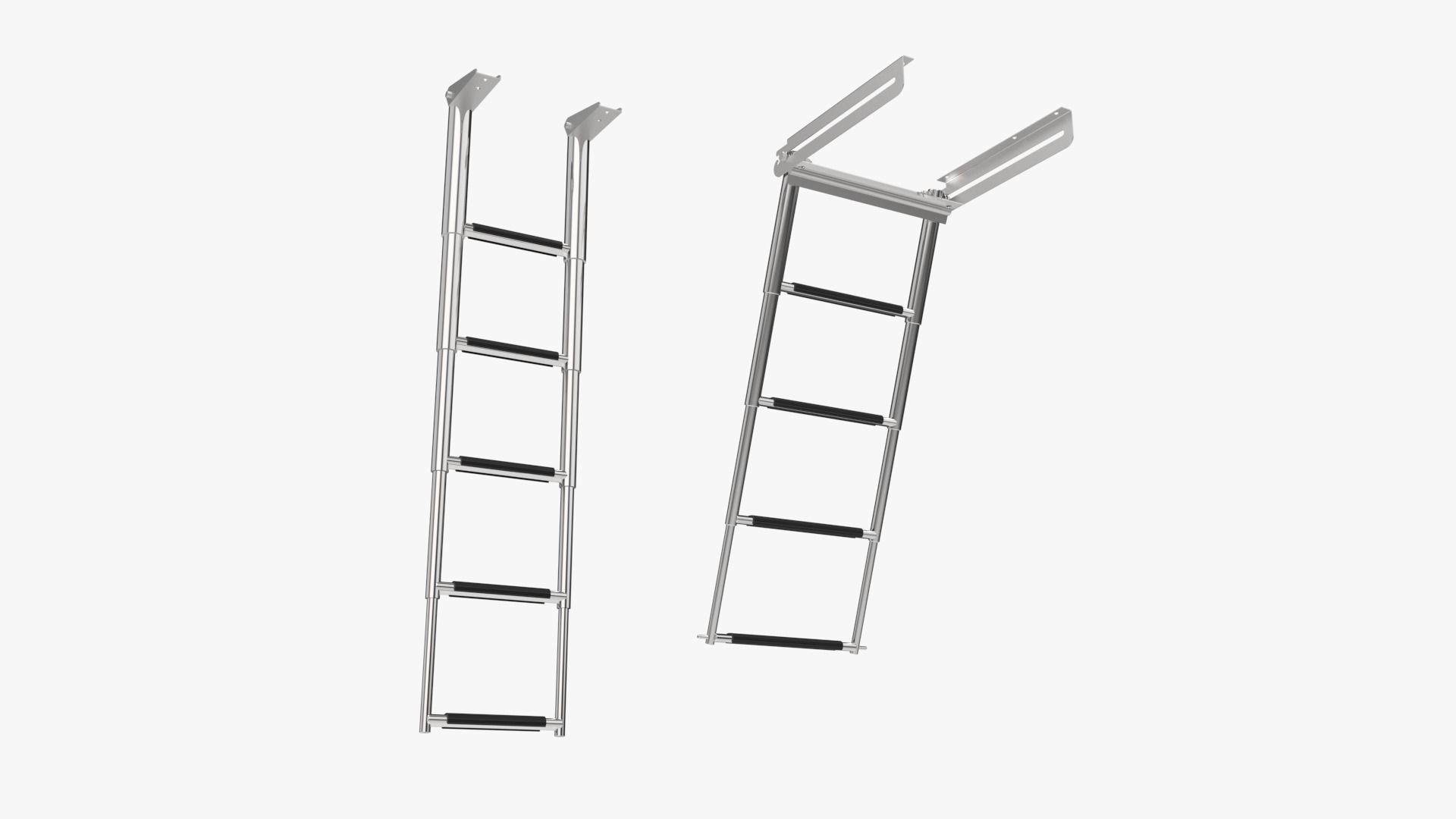 2 Boat Stainless Telescopic Folding Ladders 3D model_4