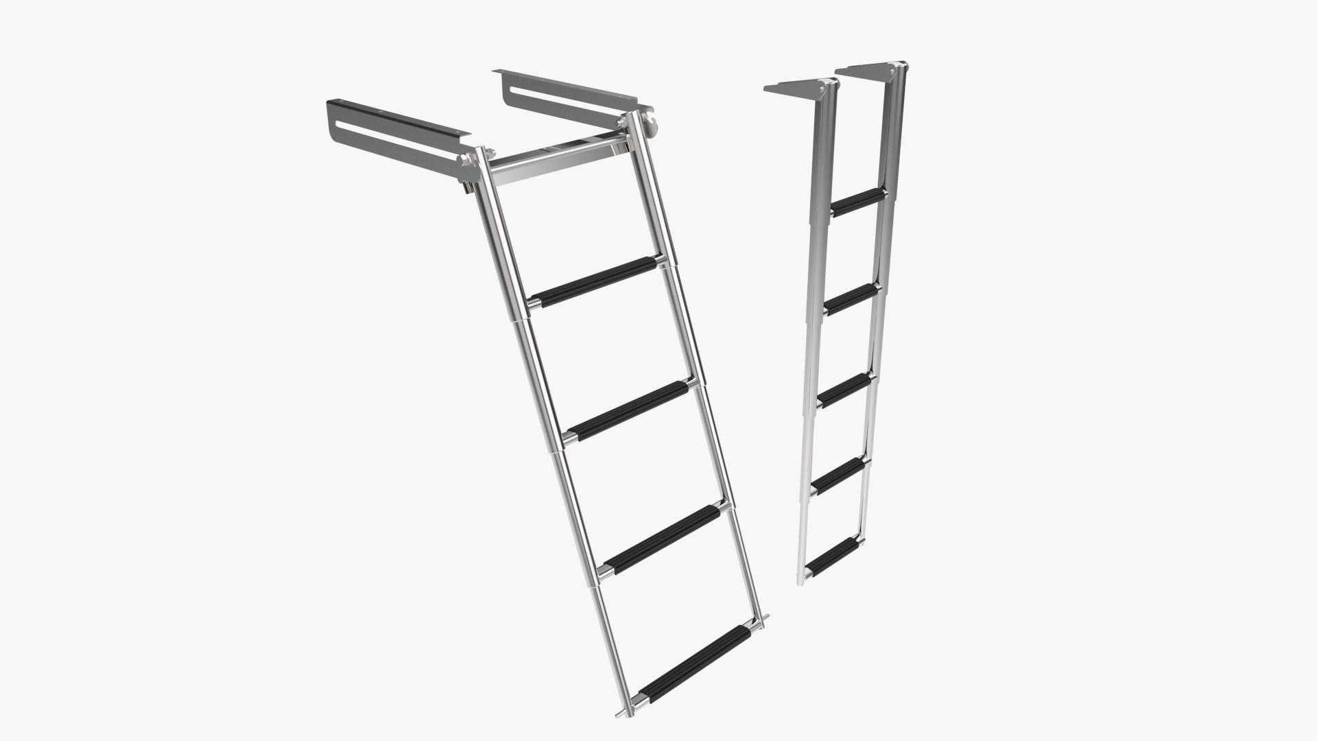 2 Boat Stainless Telescopic Folding Ladders 3D model_3