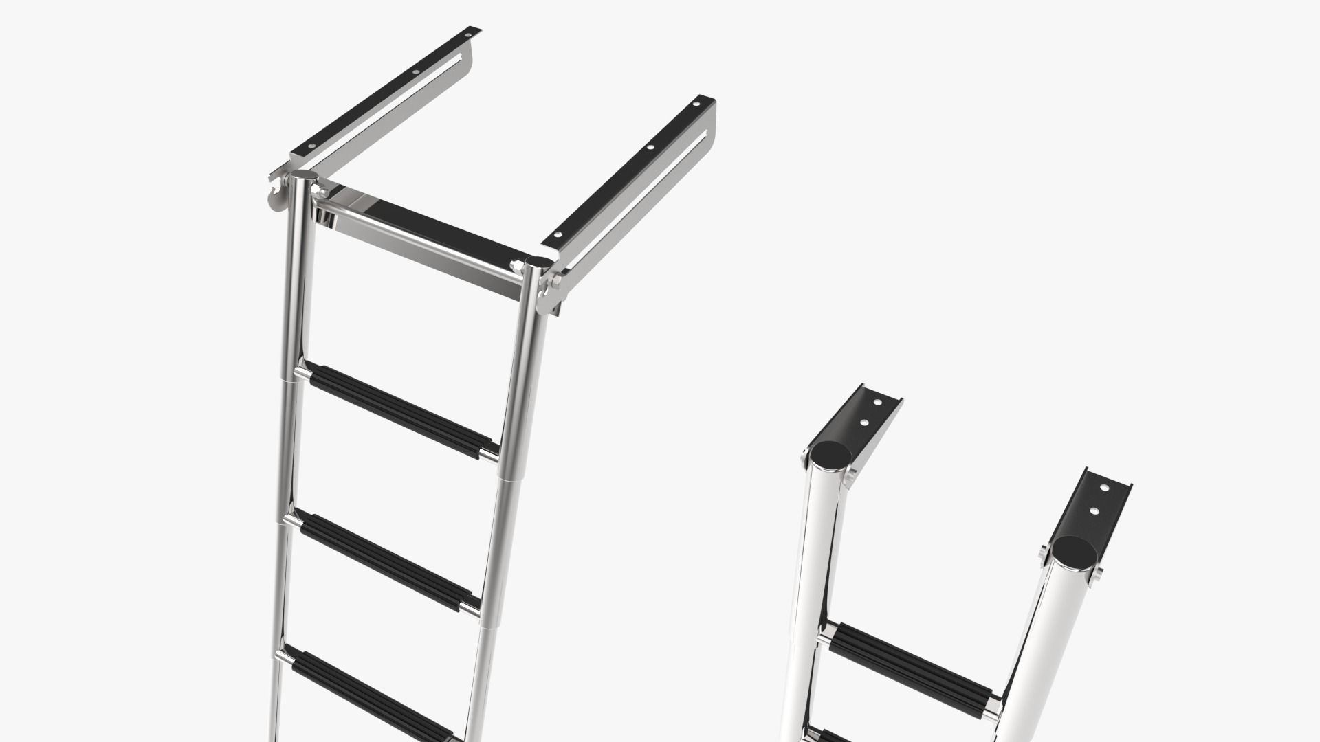 2 Boat Stainless Telescopic Folding Ladders 3D model_1