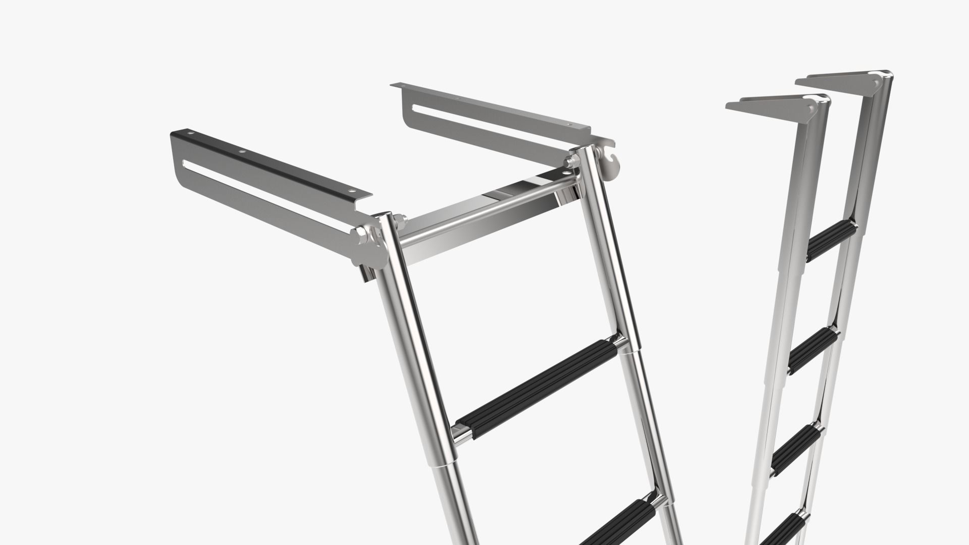 2 Boat Stainless Telescopic Folding Ladders 3D model_2