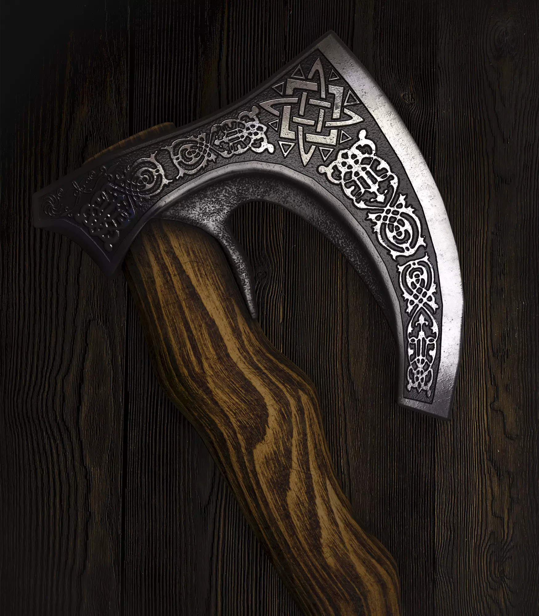 Axe Viking Low-poly 3D model_0