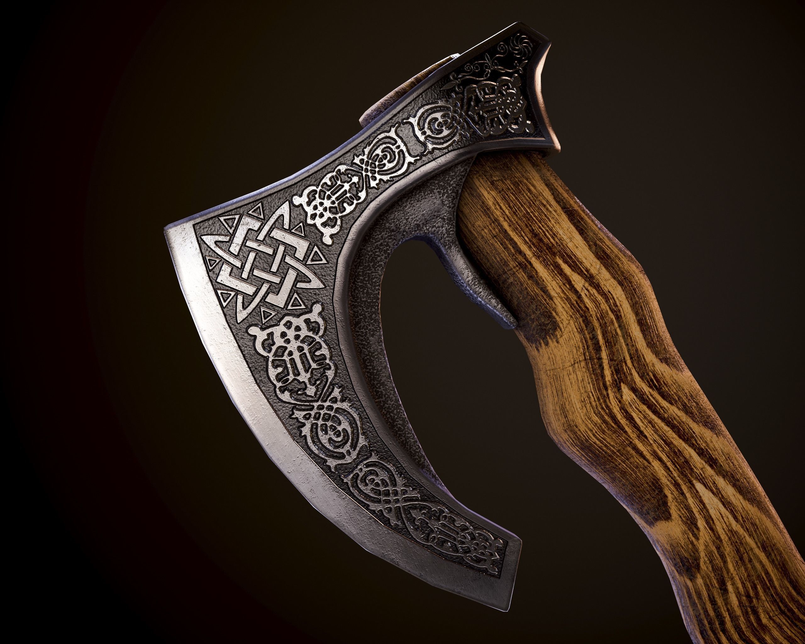 Axe Viking Low-poly 3D model_4