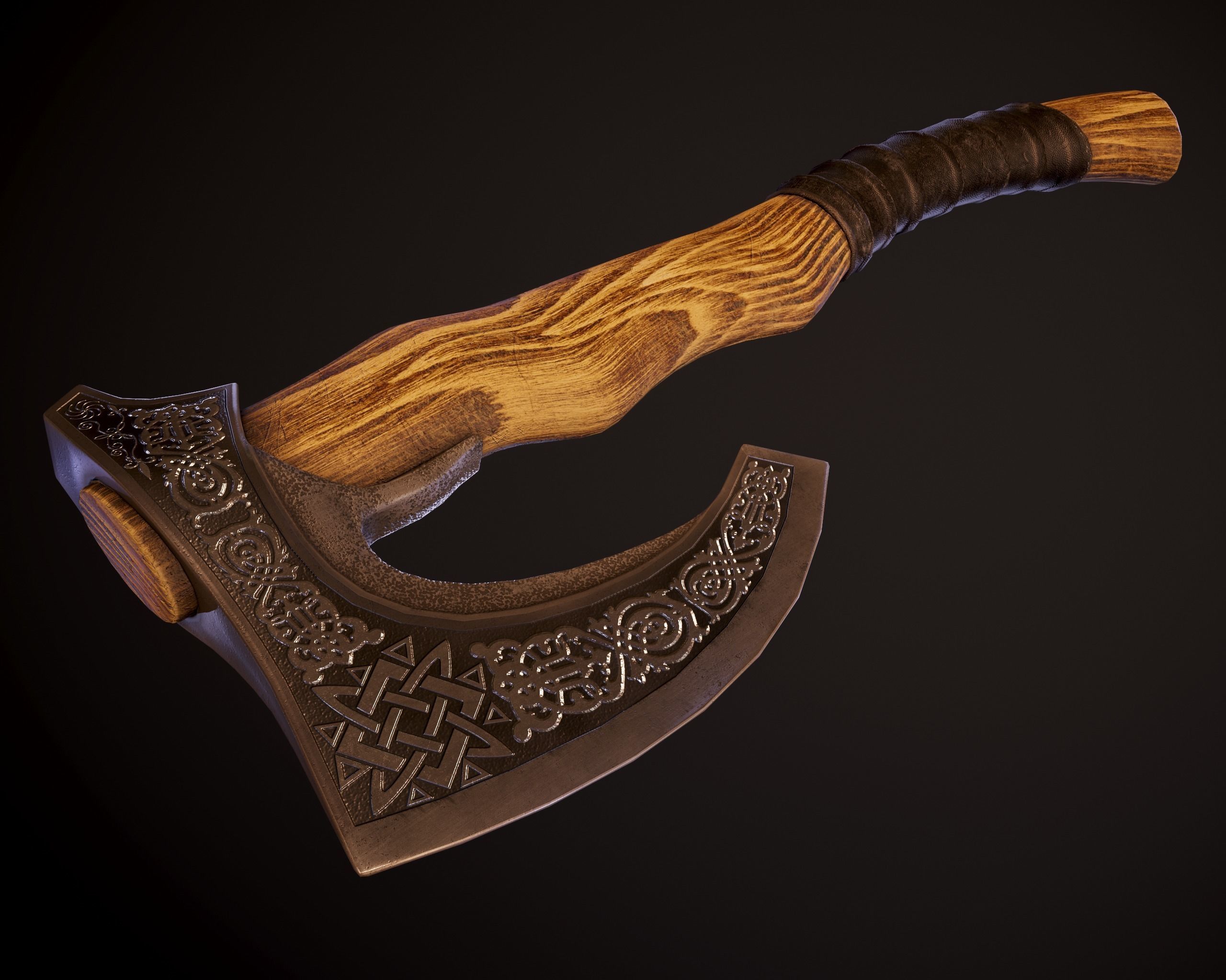 Axe Viking Low-poly 3D model_3