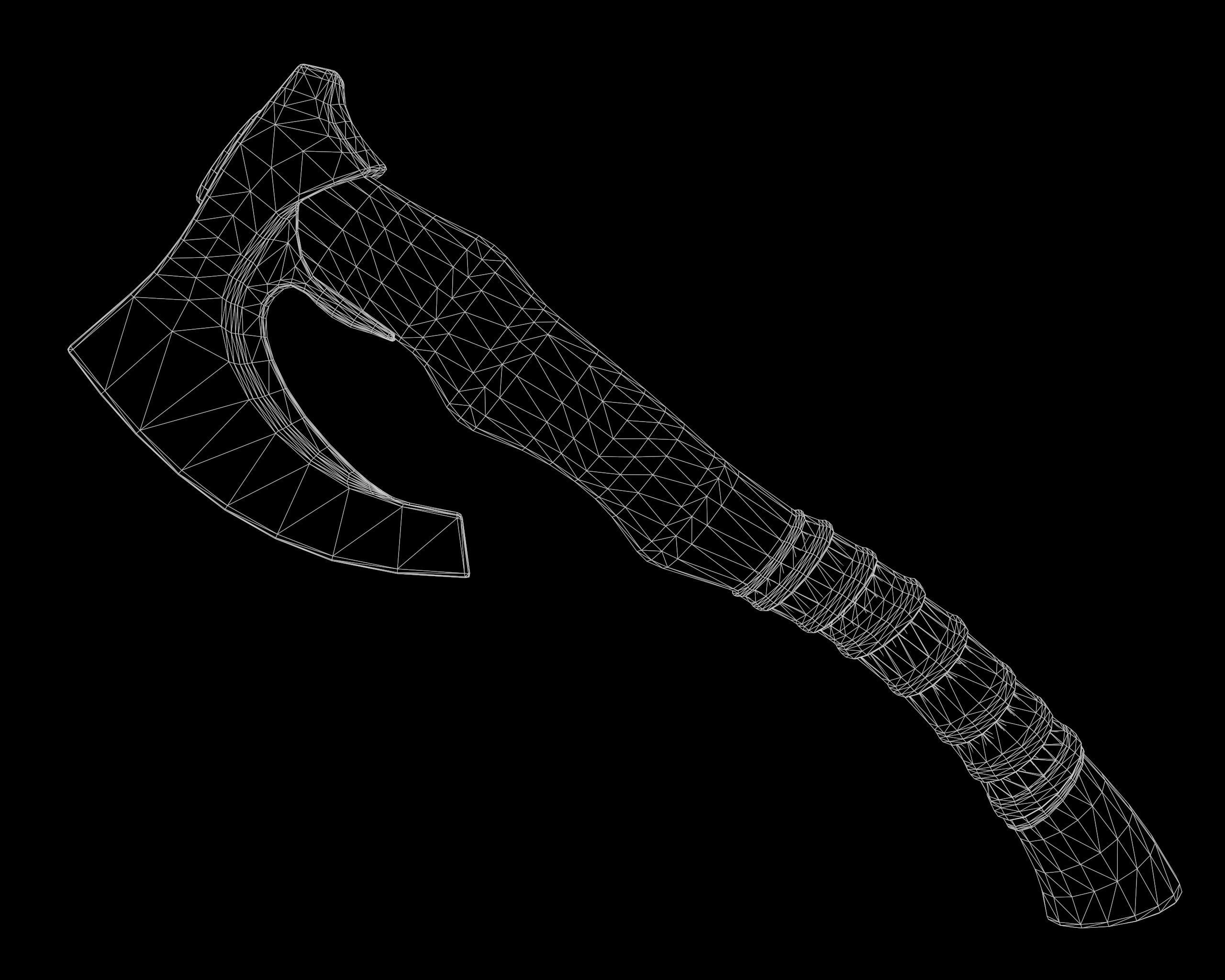 Axe Viking Low-poly 3D model_6