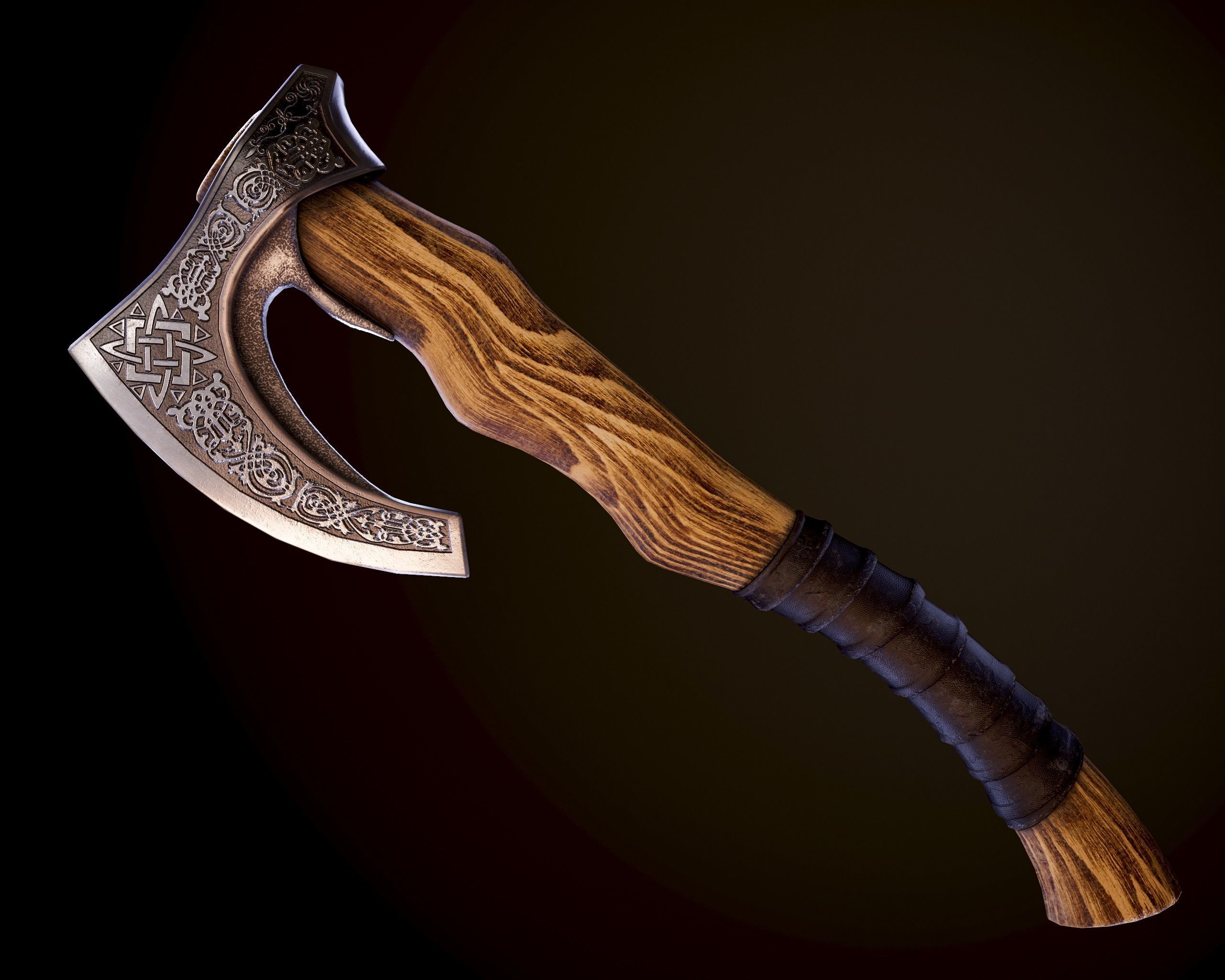 Axe Viking Low-poly 3D model_2