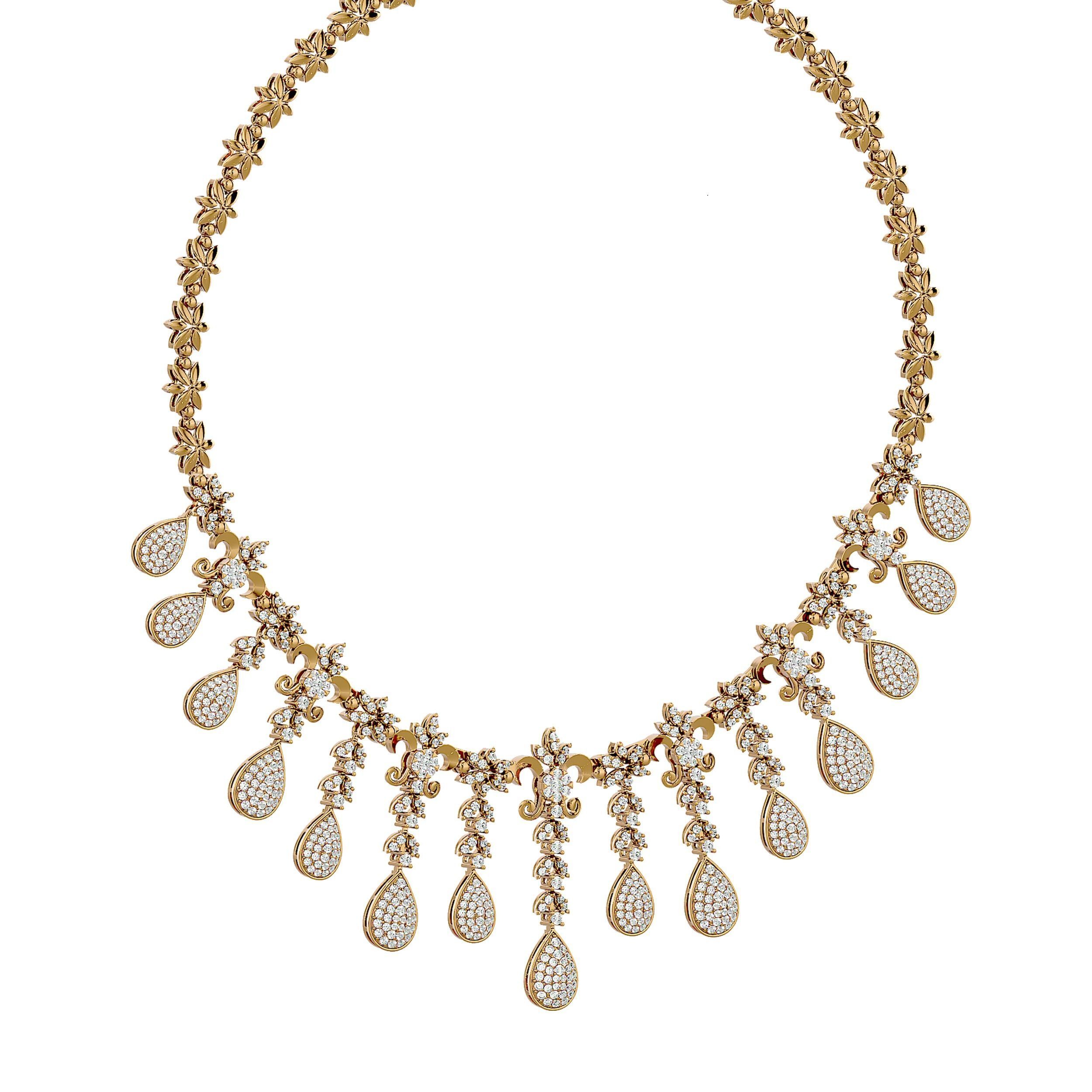 High Jewelry Diamond Necklace Earrings Set stl jcd render 3D print model_8