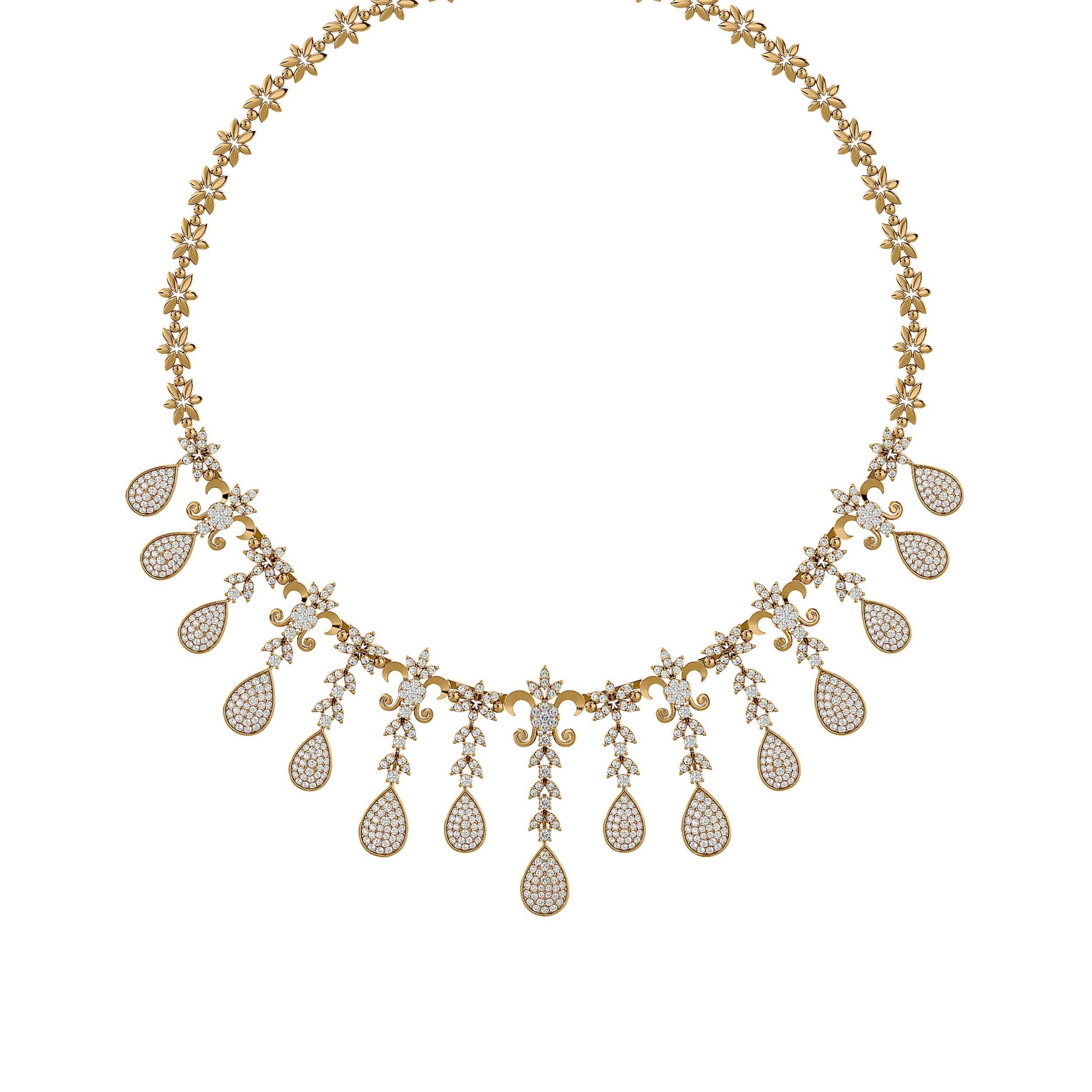 High Jewelry Diamond Necklace Earrings Set stl jcd render 3D print model_7