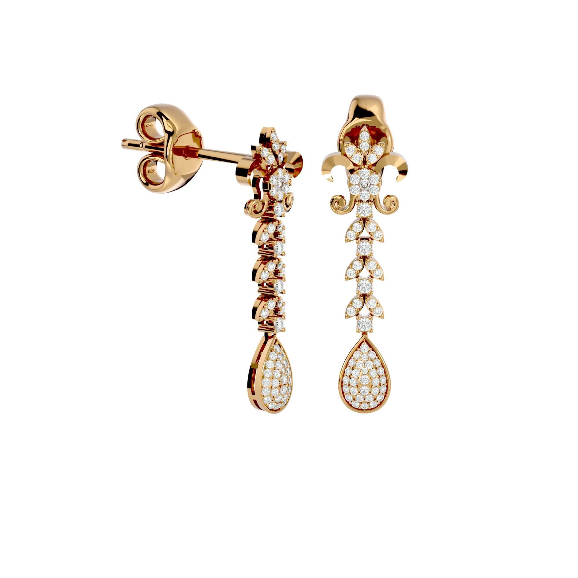 High Jewelry Diamond Necklace Earrings Set stl jcd render 3D print model_14