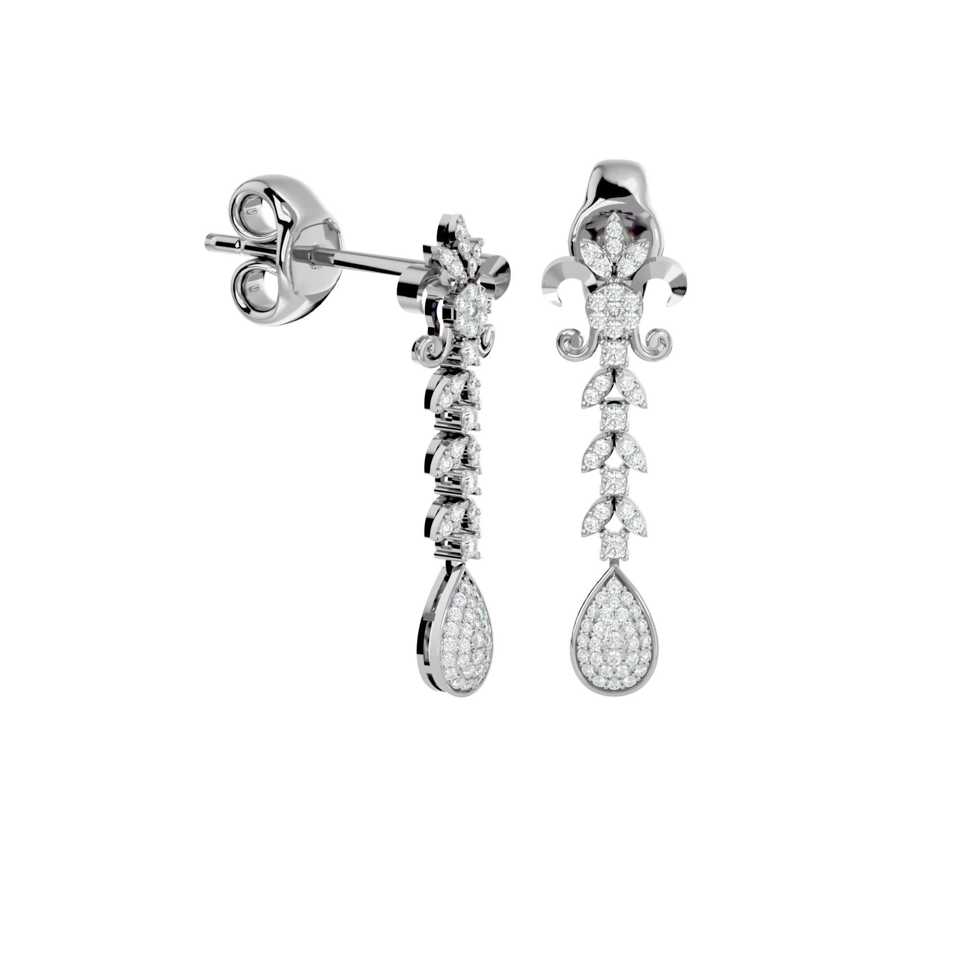 High Jewelry Diamond Necklace Earrings Set stl jcd render 3D print model_13