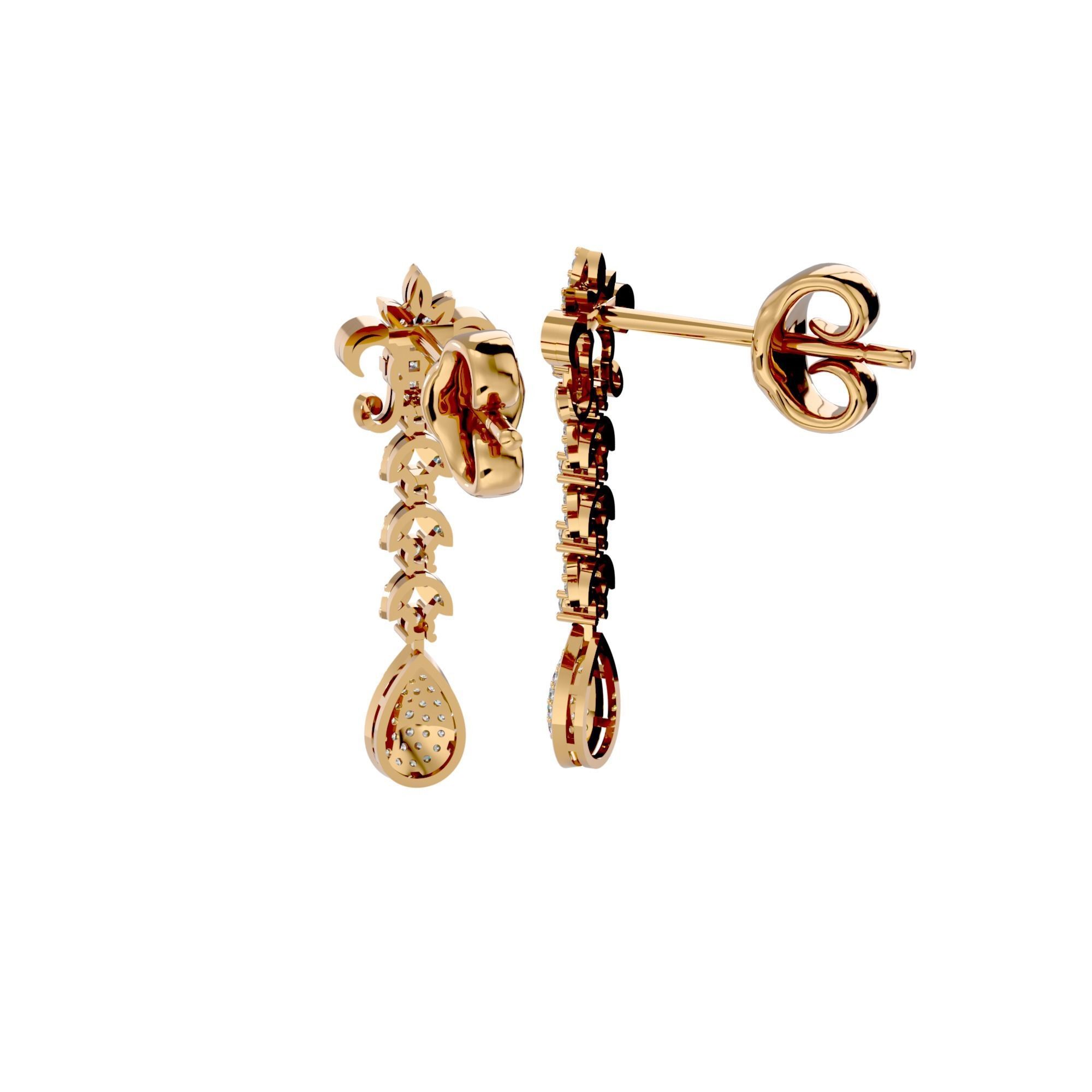 High Jewelry Diamond Necklace Earrings Set stl jcd render 3D print model_10