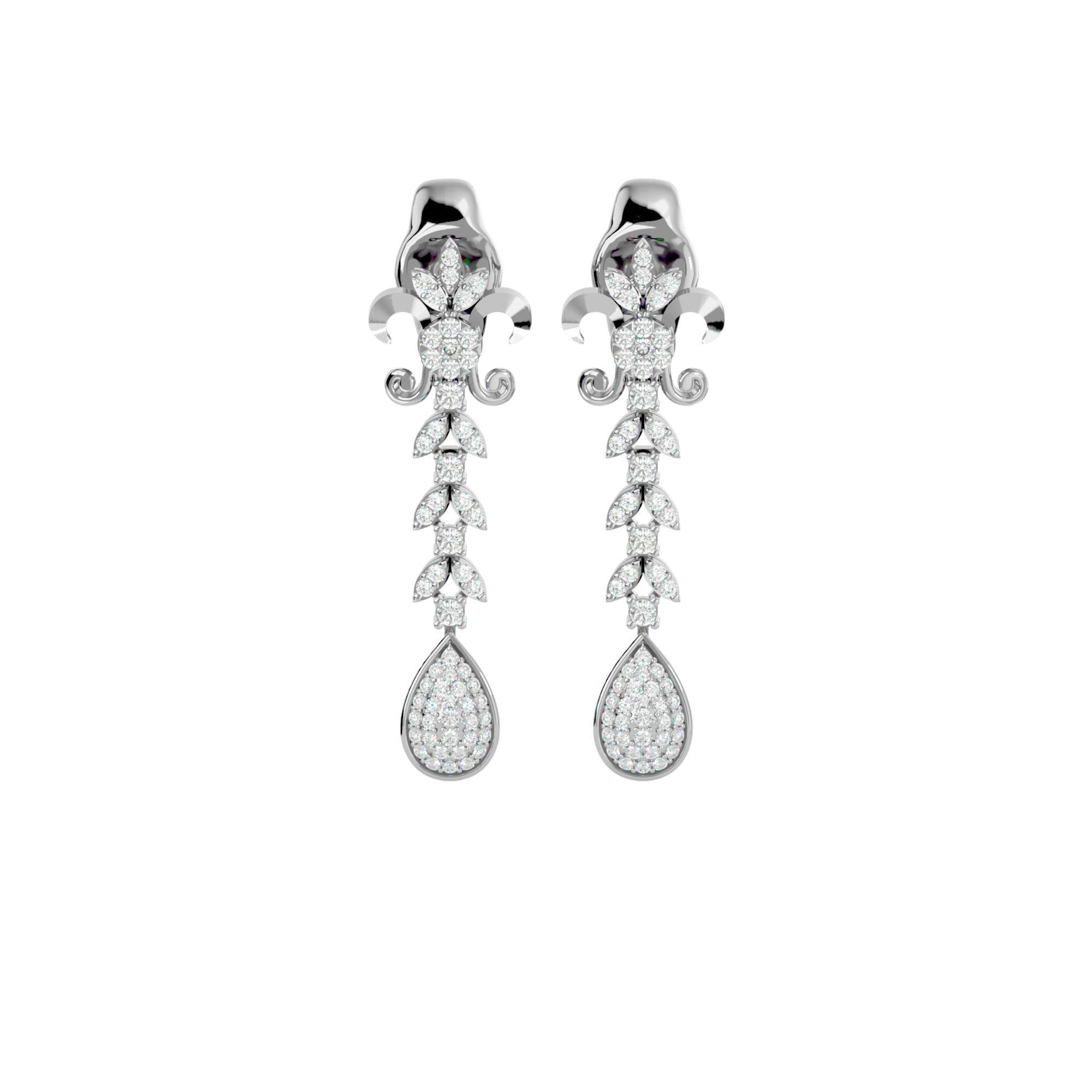 High Jewelry Diamond Necklace Earrings Set stl jcd render 3D print model_19