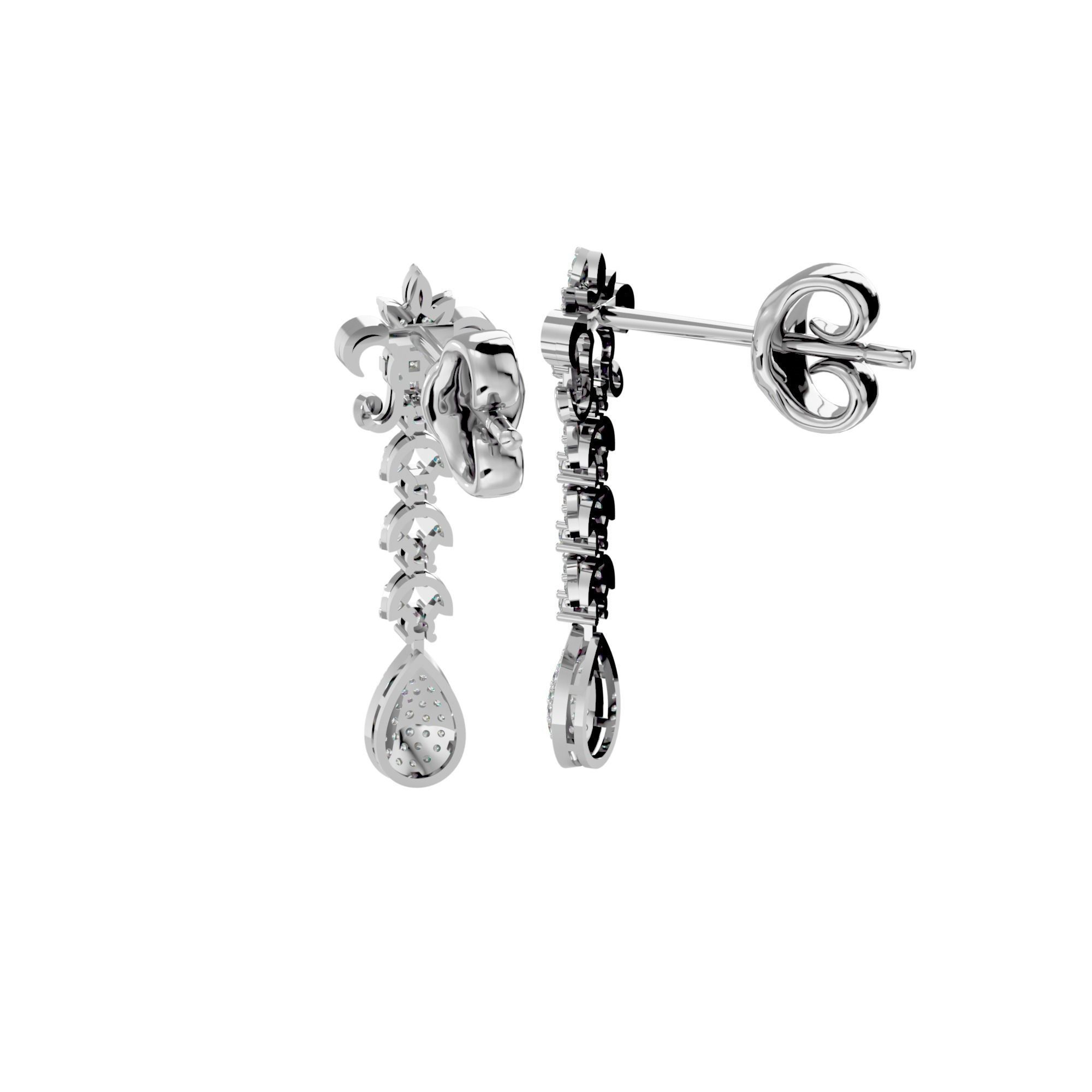 High Jewelry Diamond Necklace Earrings Set stl jcd render 3D print model_12