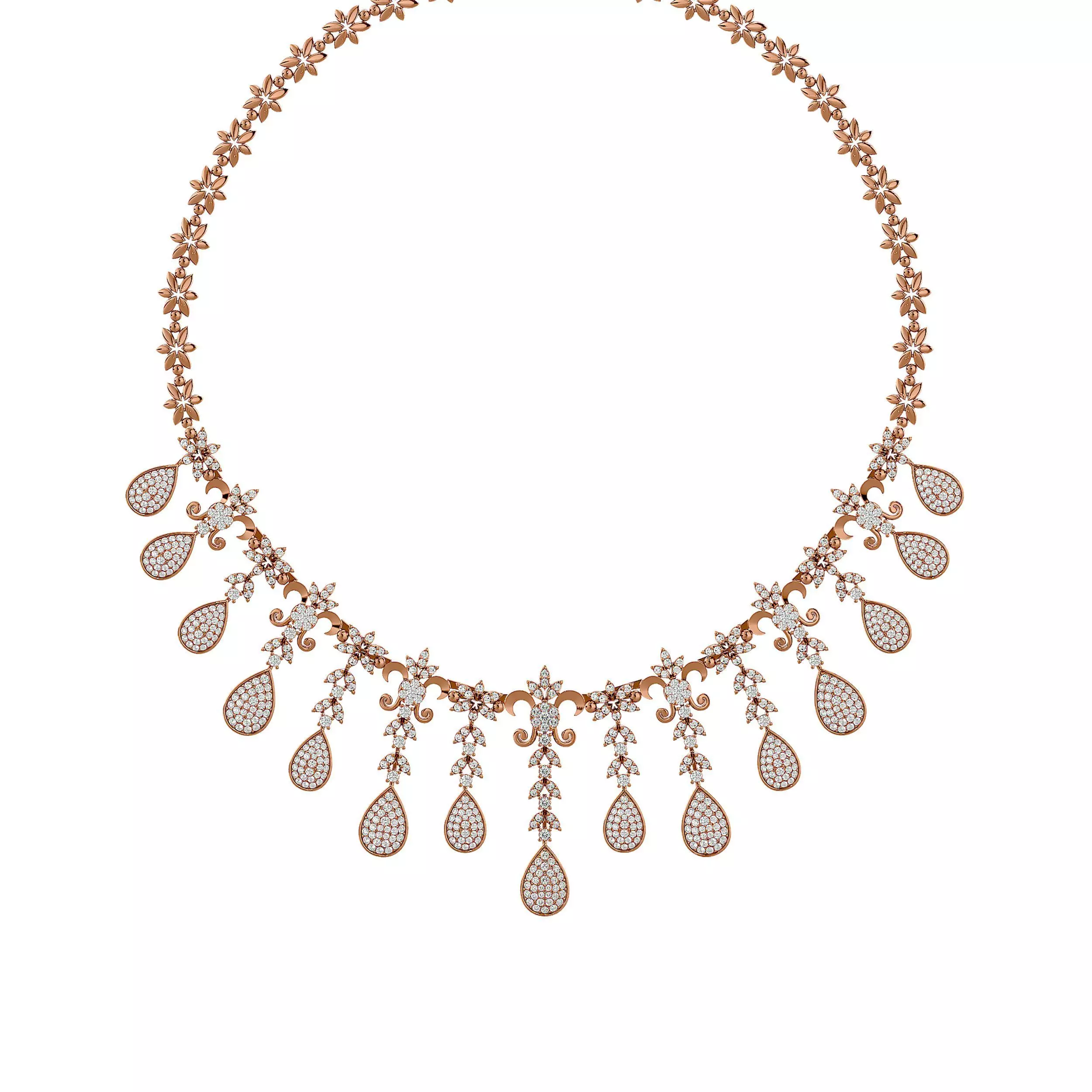 High Jewelry Diamond Necklace Earrings Set stl jcd render 3D print model_0