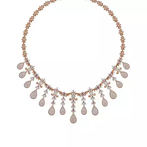 High Jewelry Diamond Necklace Earrings Set stl jcd render