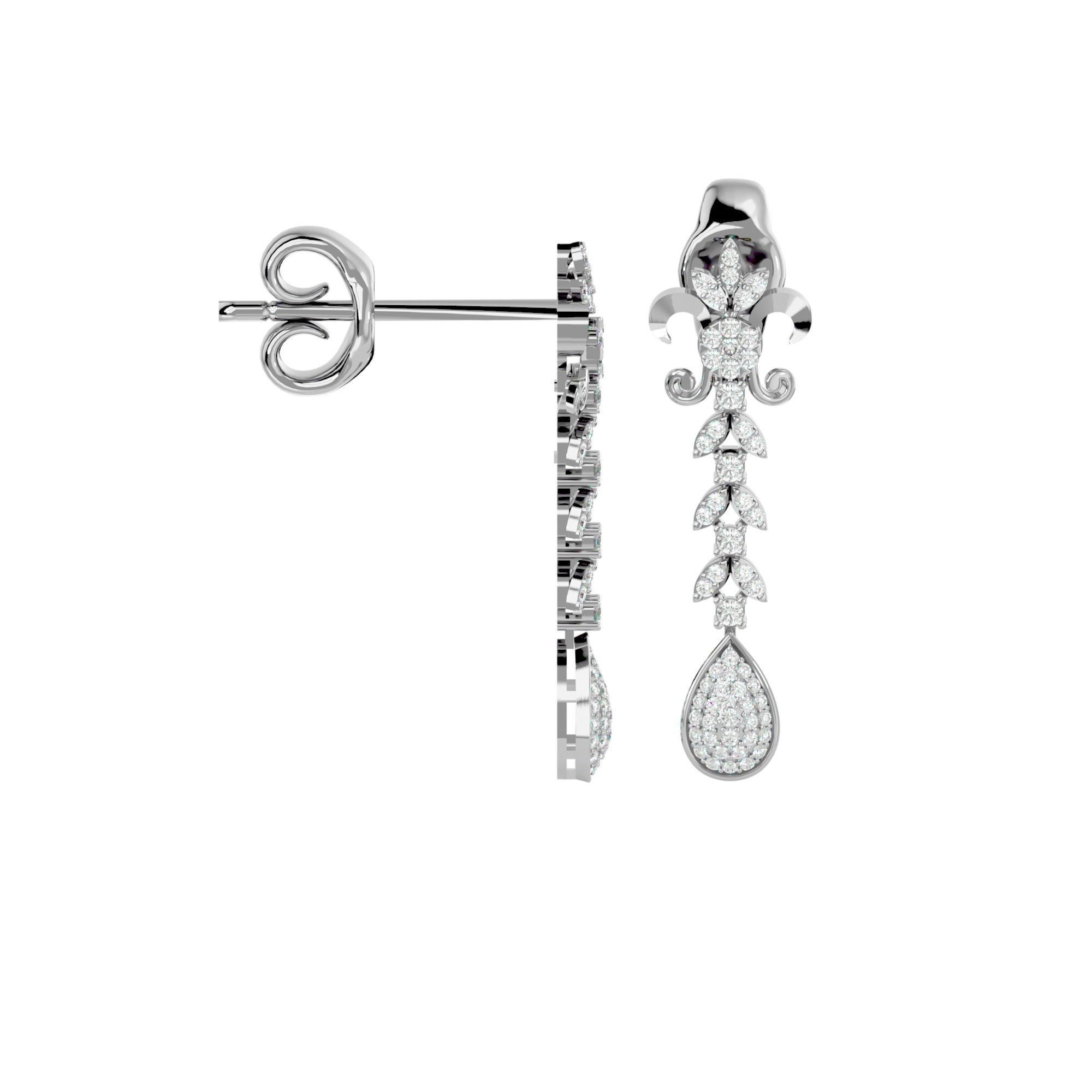 High Jewelry Diamond Necklace Earrings Set stl jcd render 3D print model_18