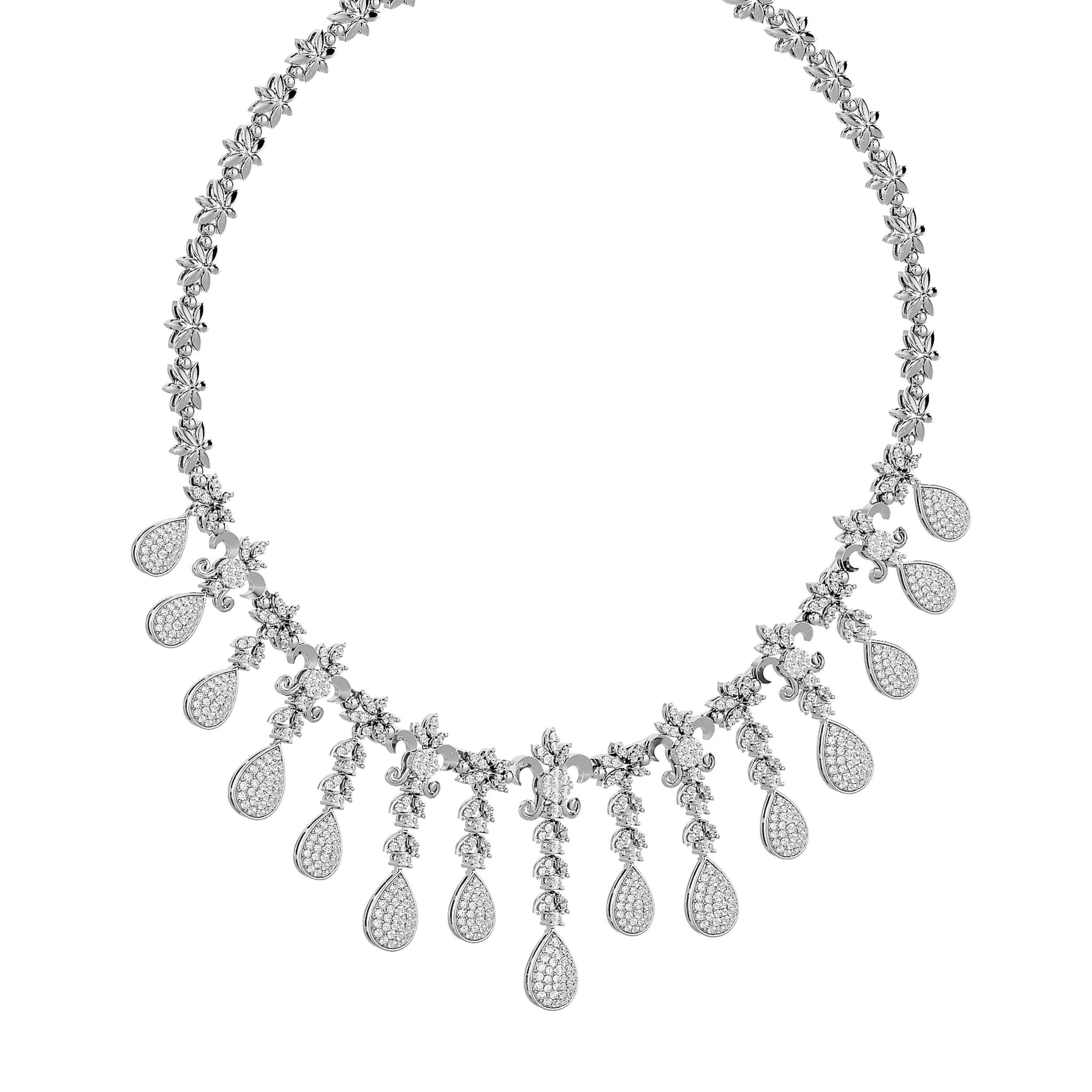 High Jewelry Diamond Necklace Earrings Set stl jcd render 3D print model_5