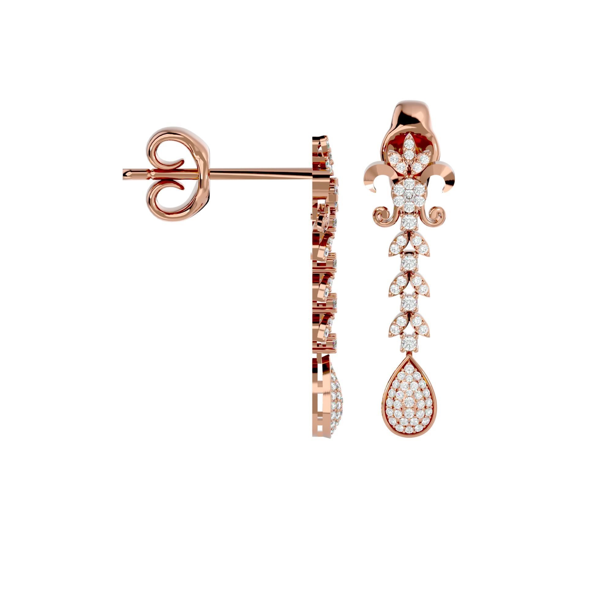 High Jewelry Diamond Necklace Earrings Set stl jcd render 3D print model_17