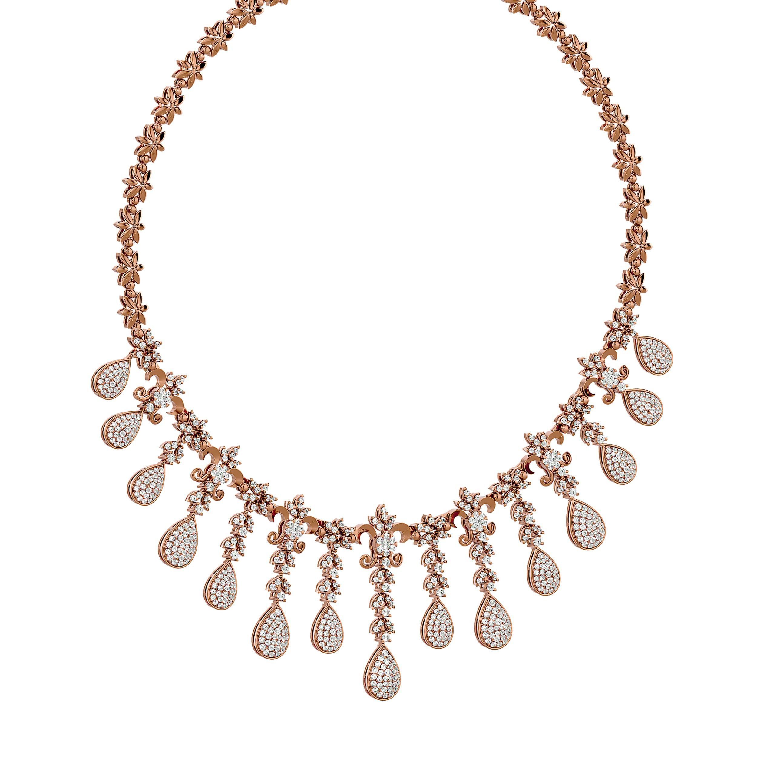 High Jewelry Diamond Necklace Earrings Set stl jcd render 3D print model_1