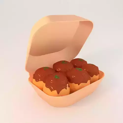 Takoyaki box with donuts in it