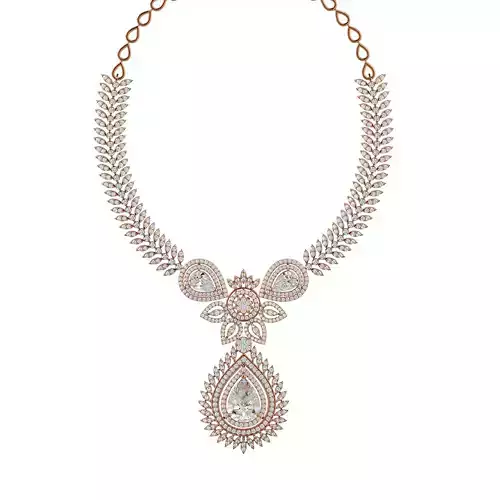 High Jewelry Diamond Necklace Earrings Set stl jcd render