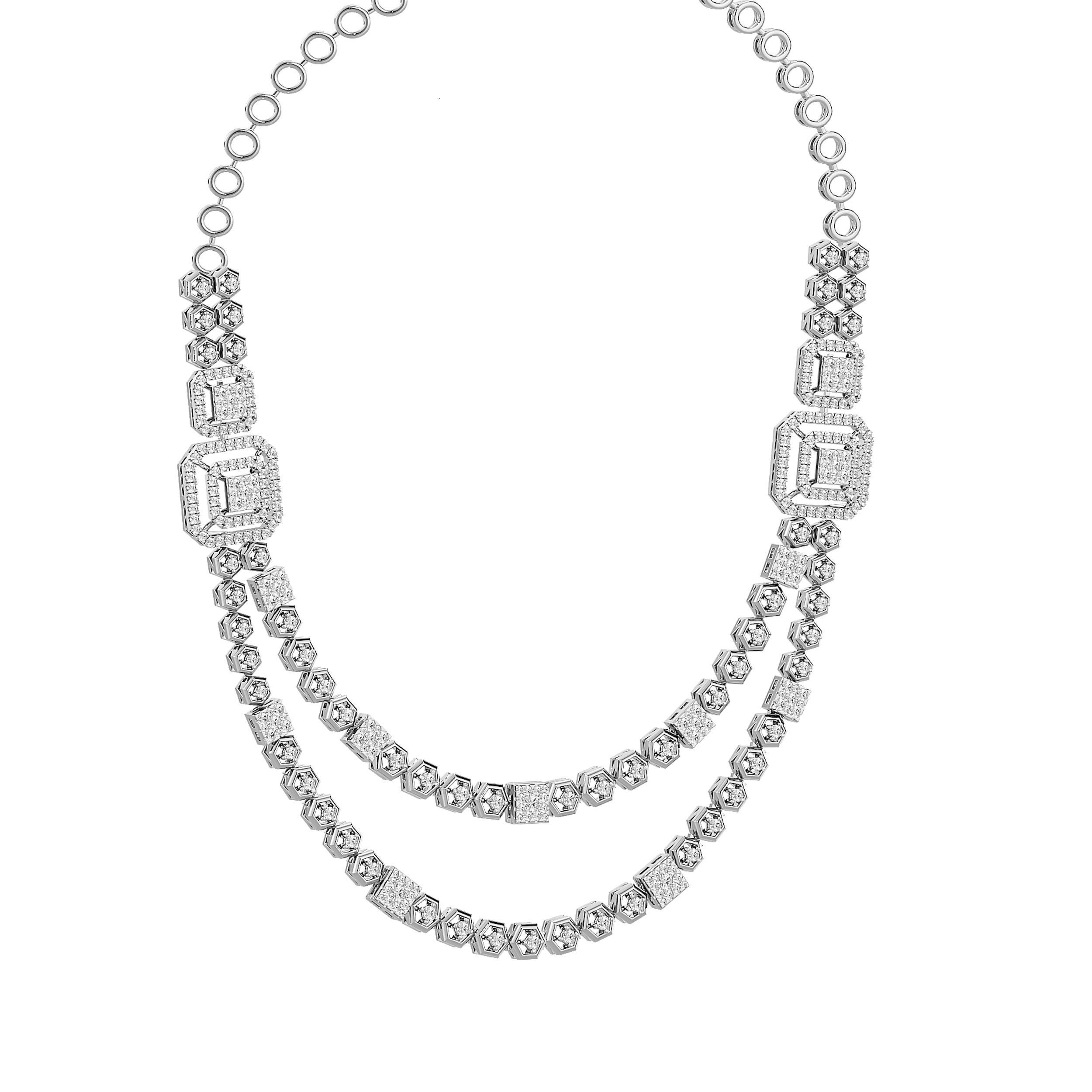 High Jewelry Diamond Necklace Earrings Set stl jcd render 3D print model_5