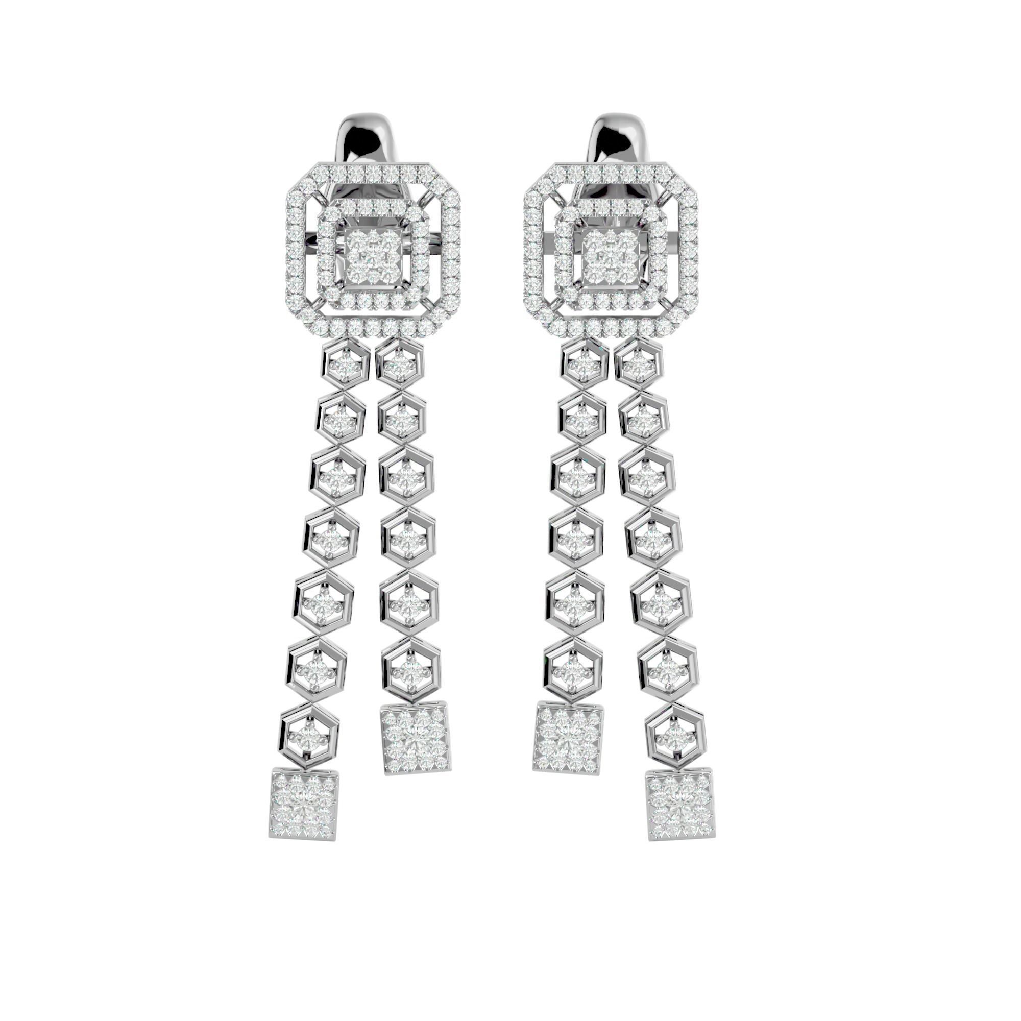 High Jewelry Diamond Necklace Earrings Set stl jcd render 3D print model_19