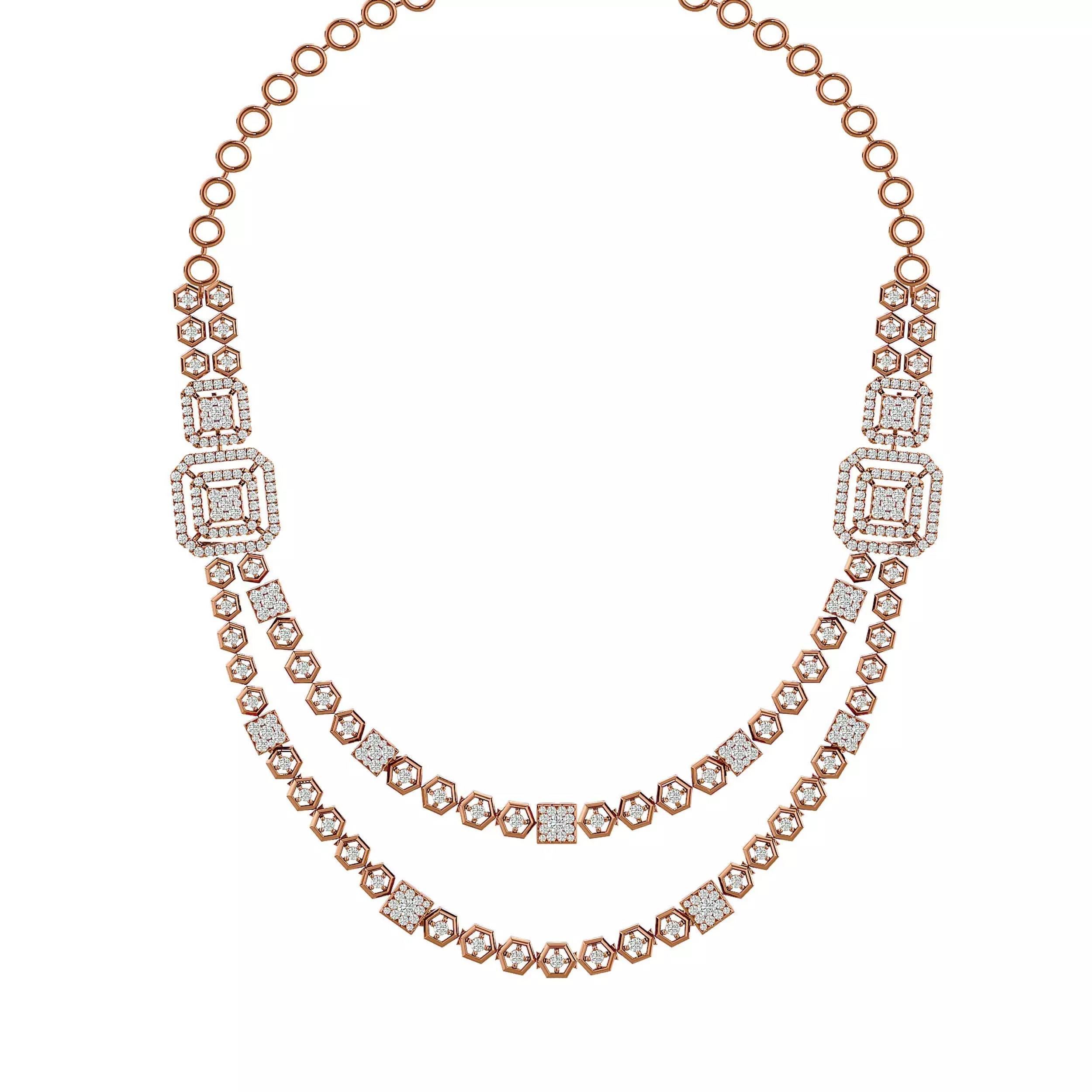 High Jewelry Diamond Necklace Earrings Set stl jcd render 3D print model_0