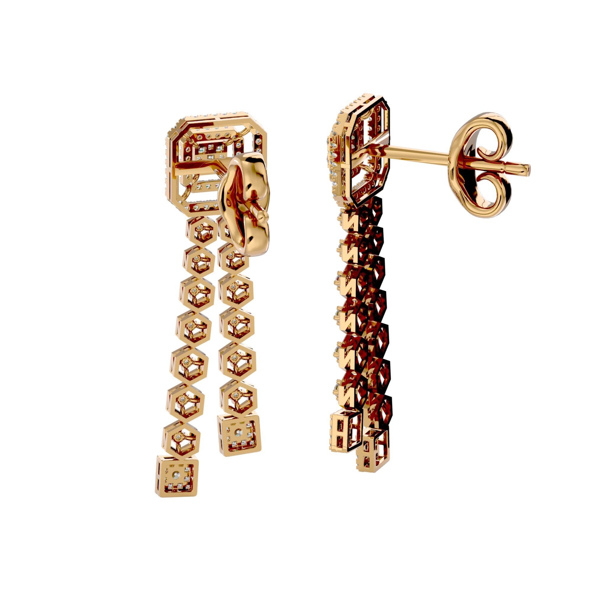 High Jewelry Diamond Necklace Earrings Set stl jcd render 3D print model_10